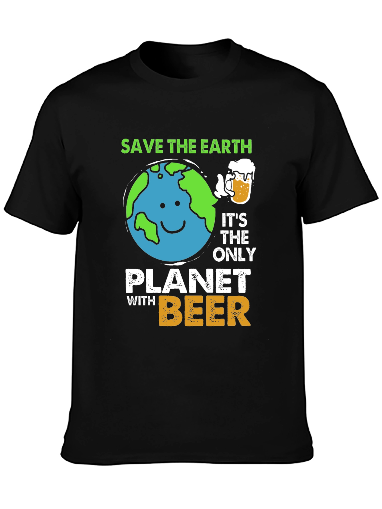 Black Save The Earth Planet Beer T-Shirt view 3