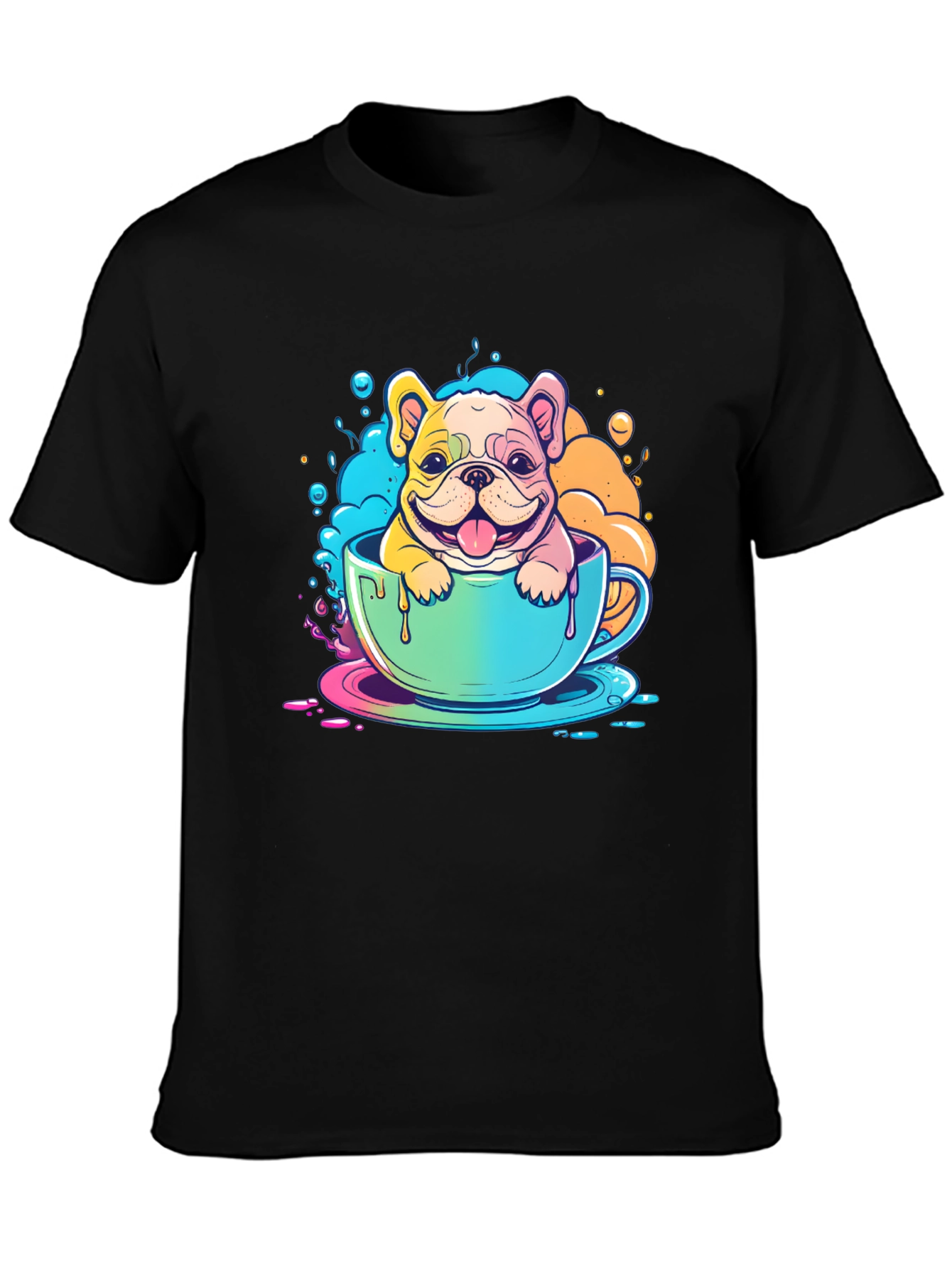 Black Dog in Cup T-Shirt - Cute Graphic Tee view 3