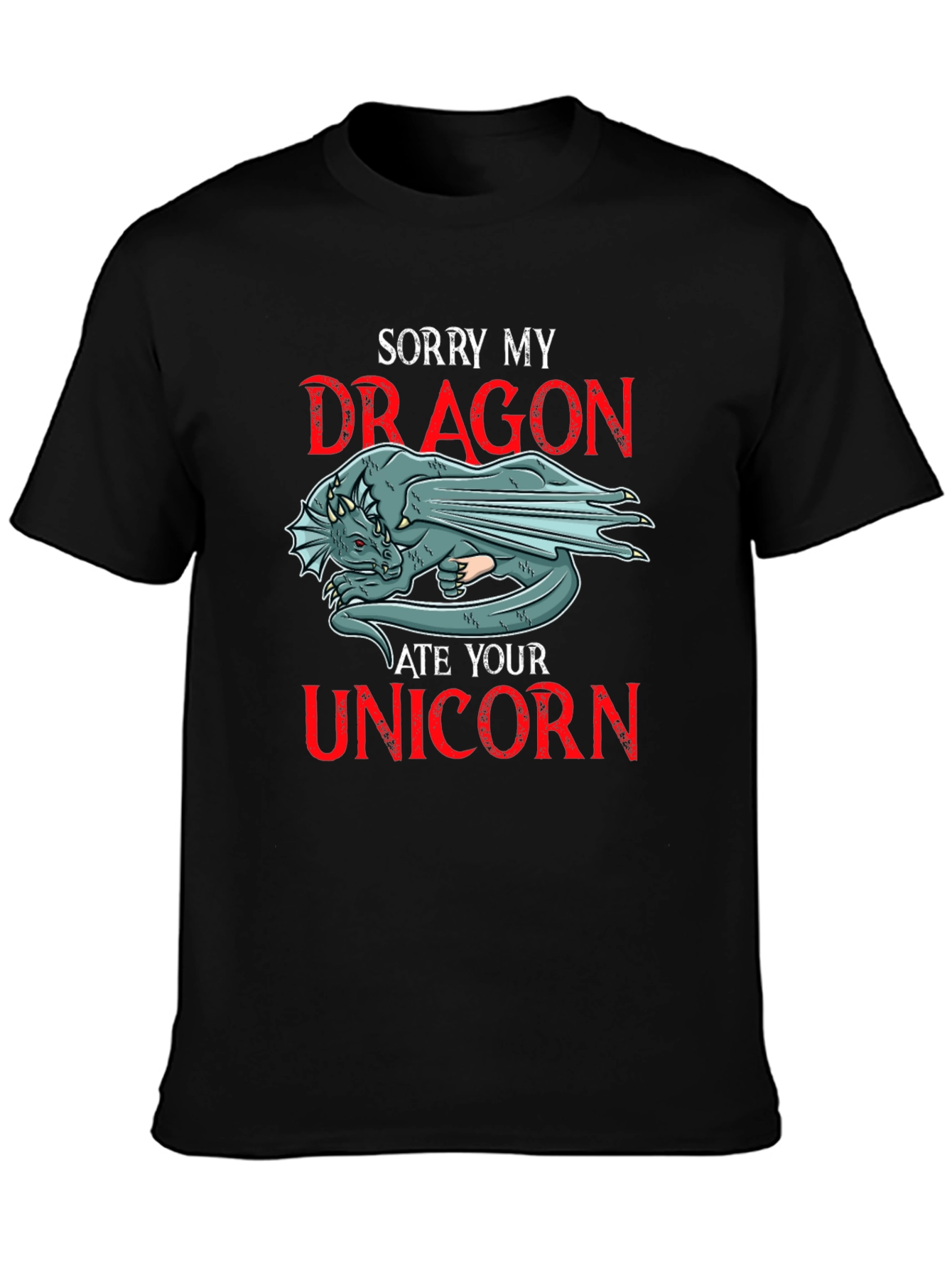 Black Sorry My Dragon Ate Your Unicorn Graphic Tee view 3