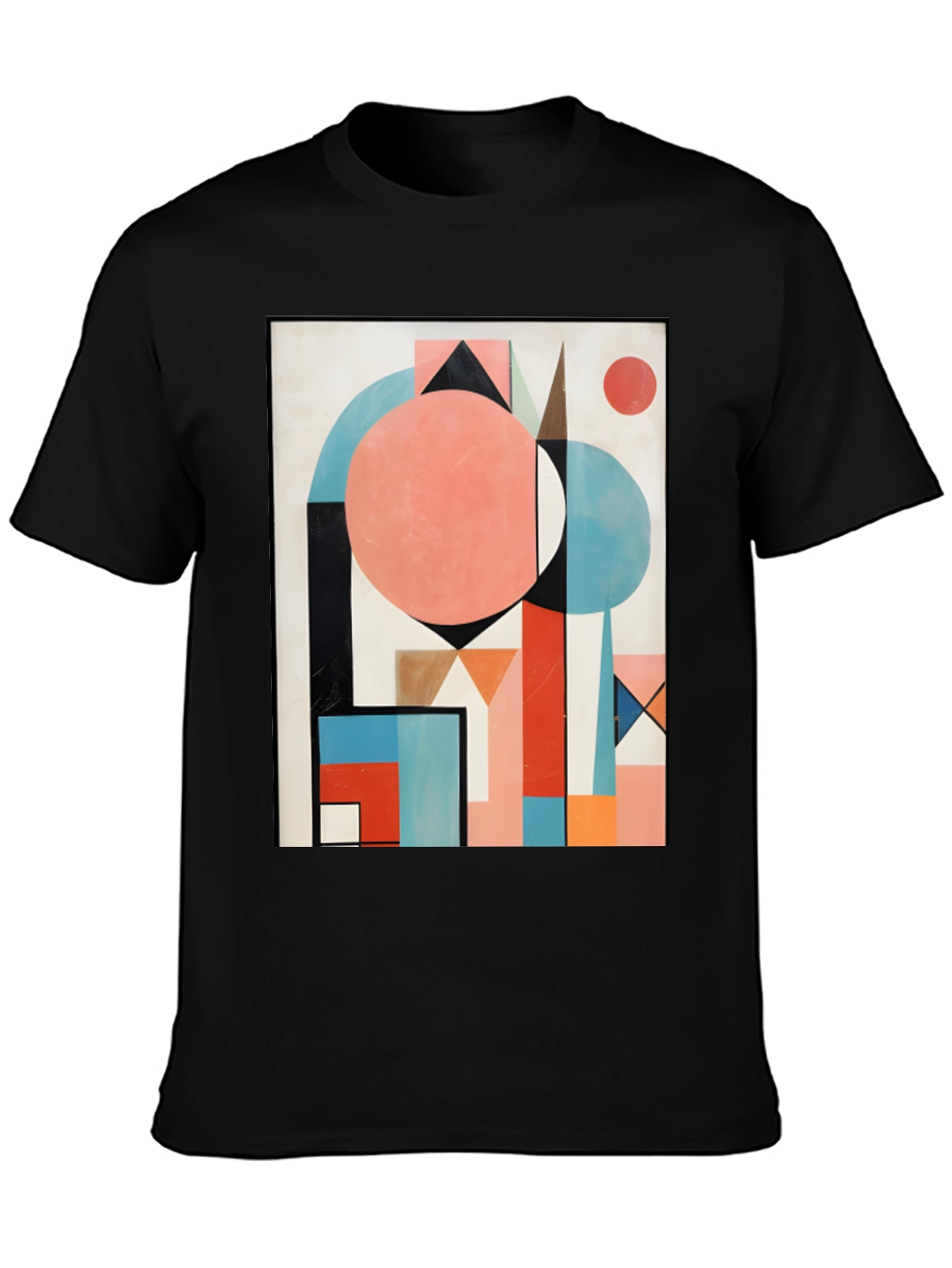 Black Abstract Geometric Art T-Shirt - Modern Graphic Tee view 3
