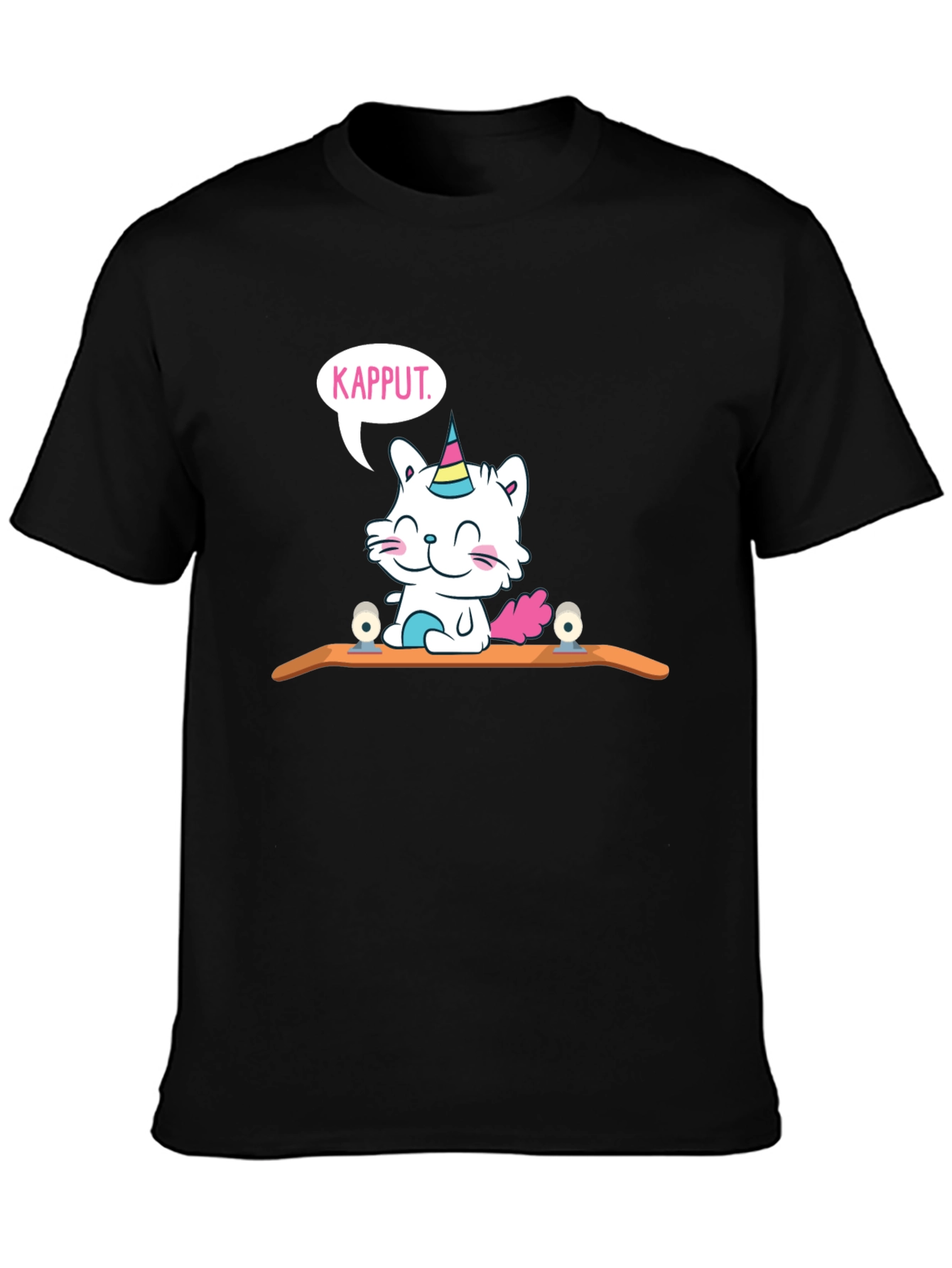 Black Kapput Skater Cat T-Shirt - Black Cotton Tee view 3
