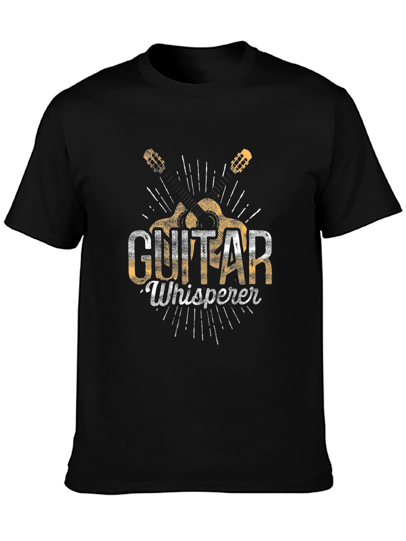Black Guitar Whisperer Graphic Tee - Musician's Black T-Shirt view 3