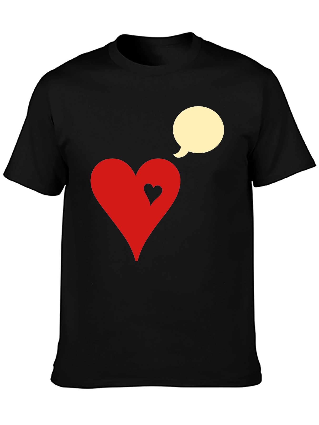 Black Heart & Bubble Graphic Tee - Black Cotton Blend view 3