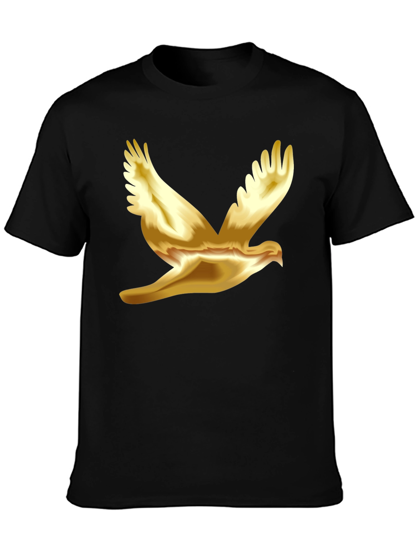 Black Golden Dove Graphic Black T-Shirt view 3