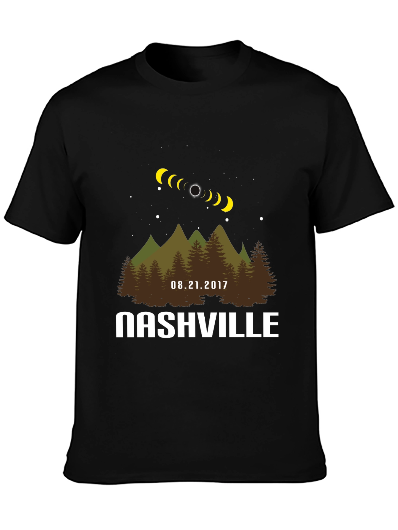 Black Nashville Eclipse T-Shirt: Total Solar Eclipse Souvenir view 3