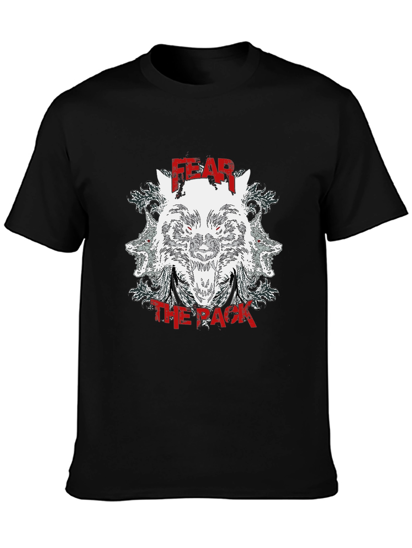 Black Fear The Pack Wolf Graphic T-Shirt view 3
