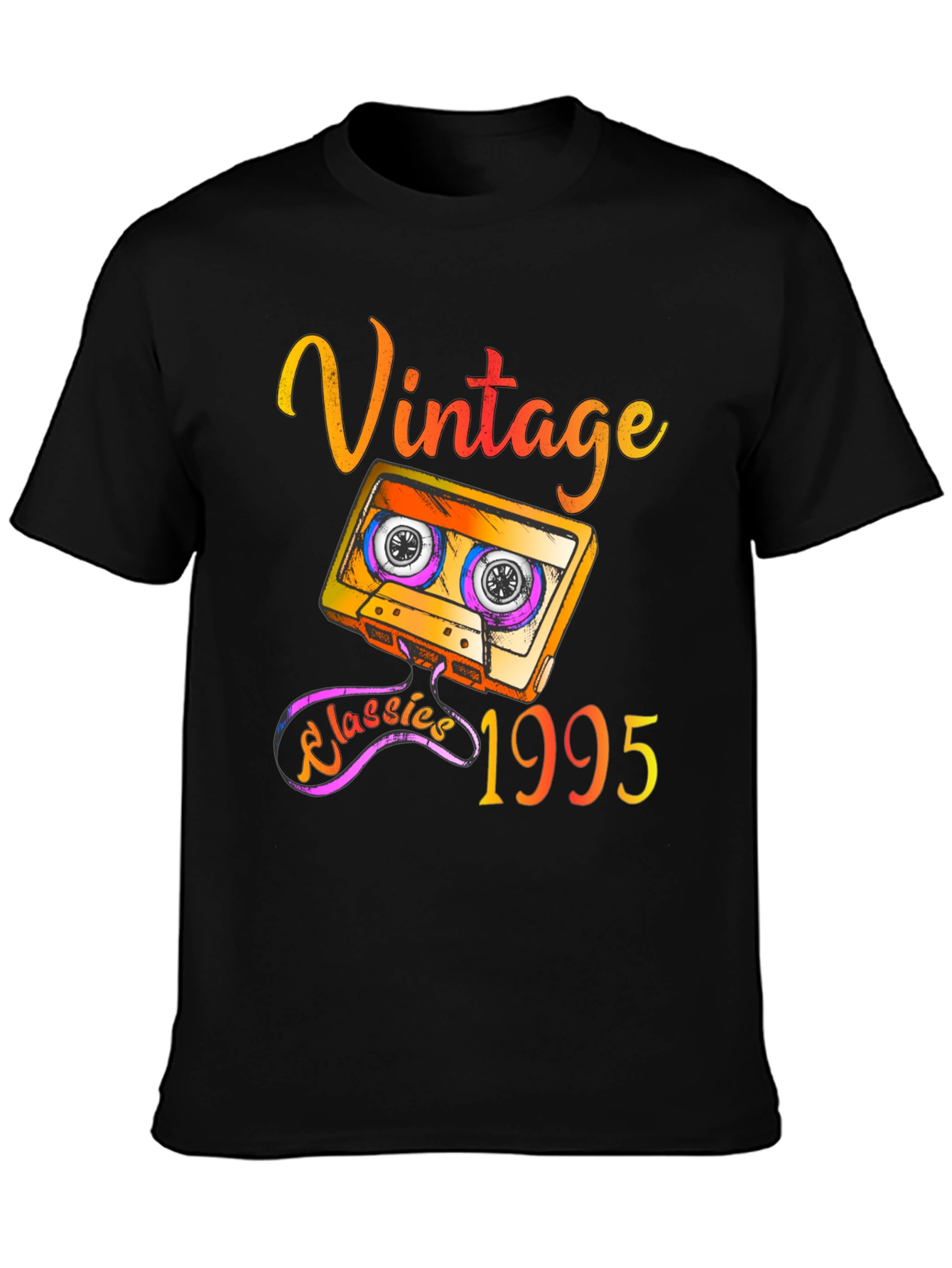Black Vintage 1995 Cassette Tape T-Shirt - Retro Classics view 3