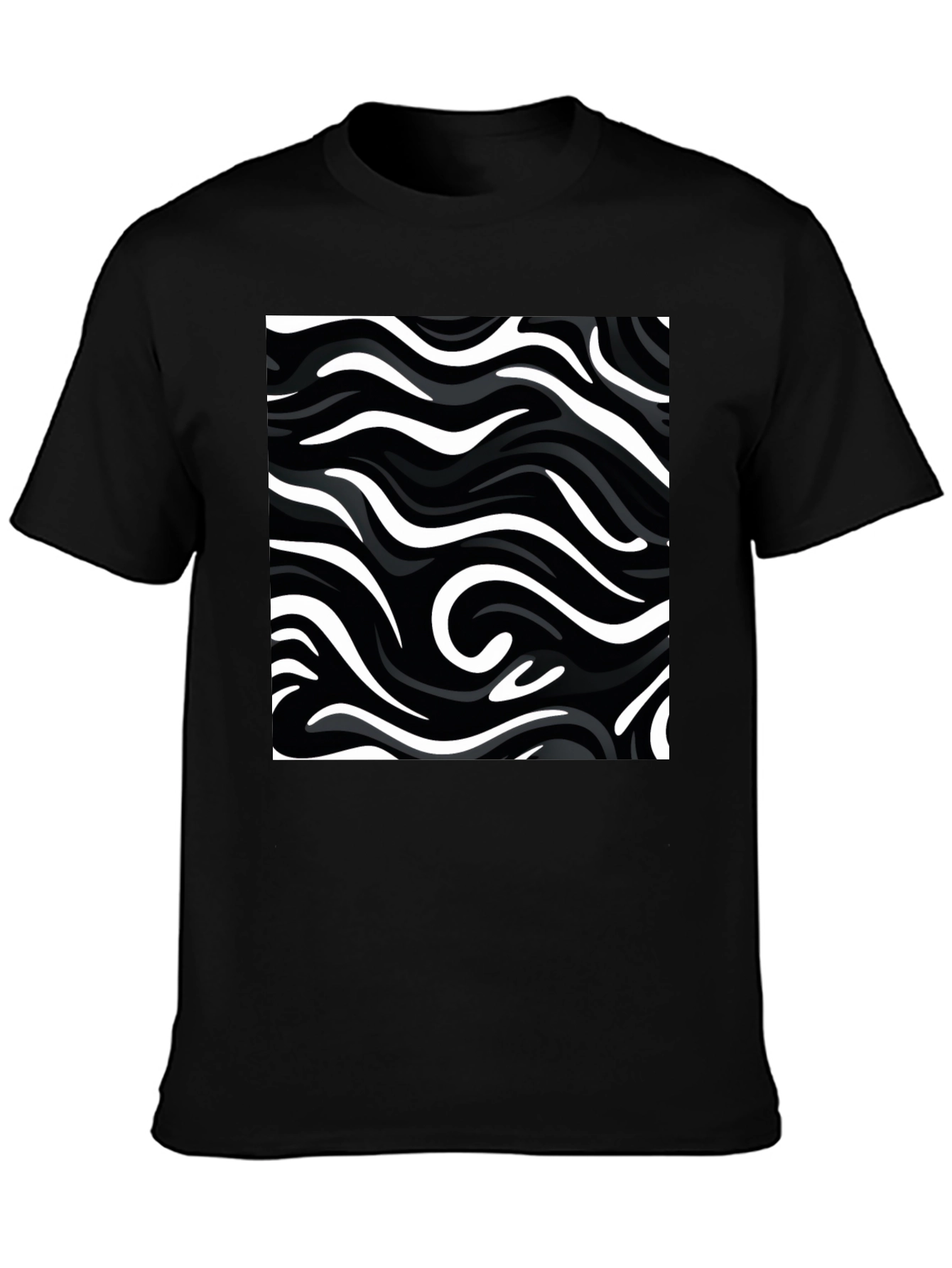 Black Abstract Swirl T-Shirt - Modern Graphic Tee view 3
