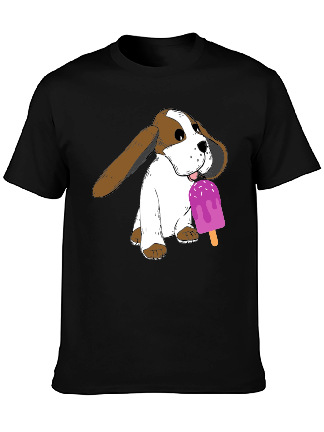 Black Dog with Popsicle Graphic T-Shirt - Black view 3