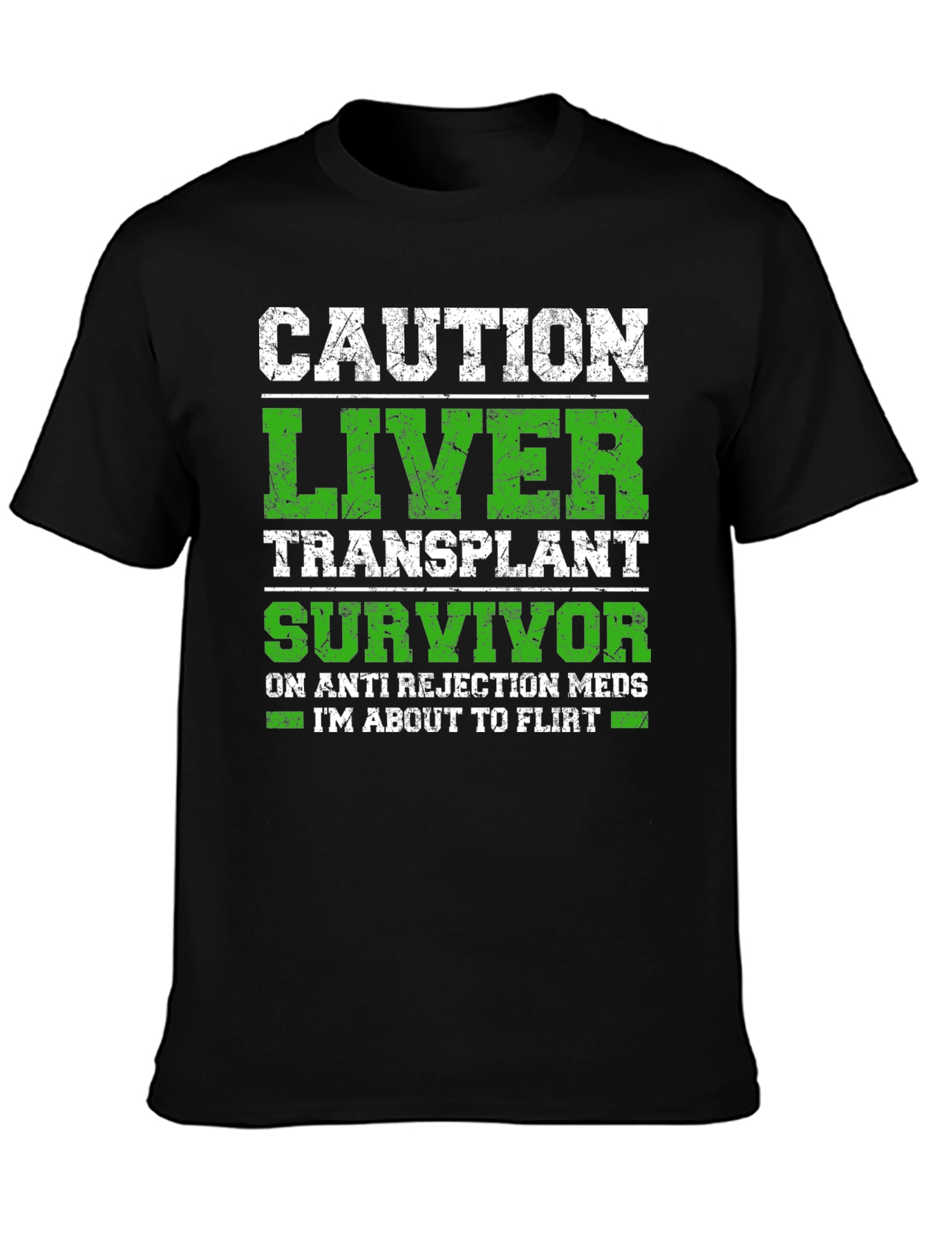 Black Caution Liver Transplant Survivor Funny T-Shirt view 3