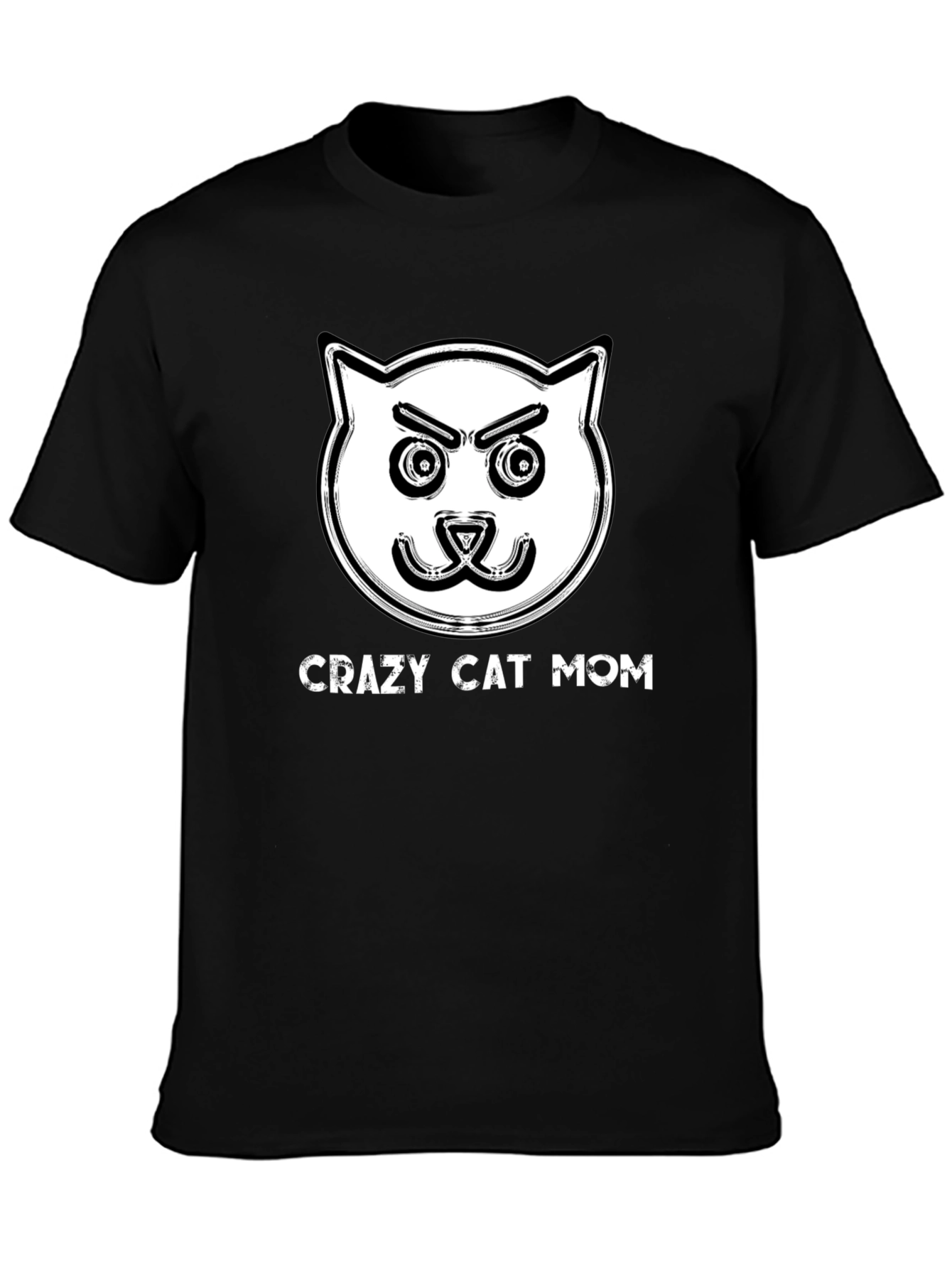 Black Crazy Cat Mom Graphic T-Shirt view 3