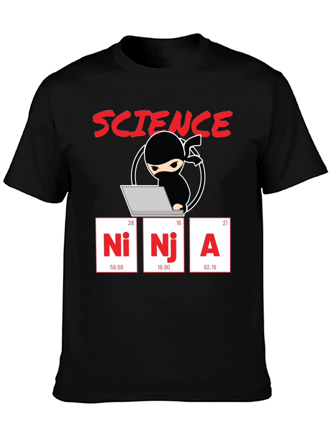 Black Science Ninja Graphic T-Shirt - Geeky Humor Tee view 3