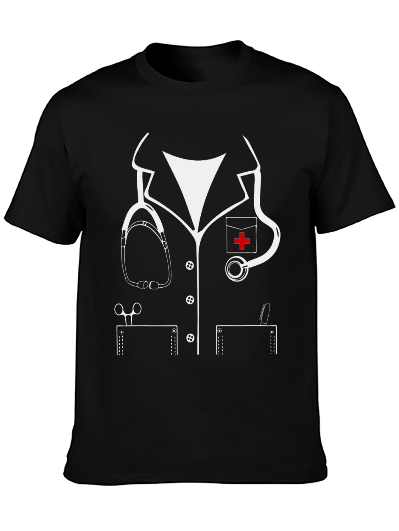 Black Nurse Costume T-Shirt - Novelty Doctor Outfit Tee view 3