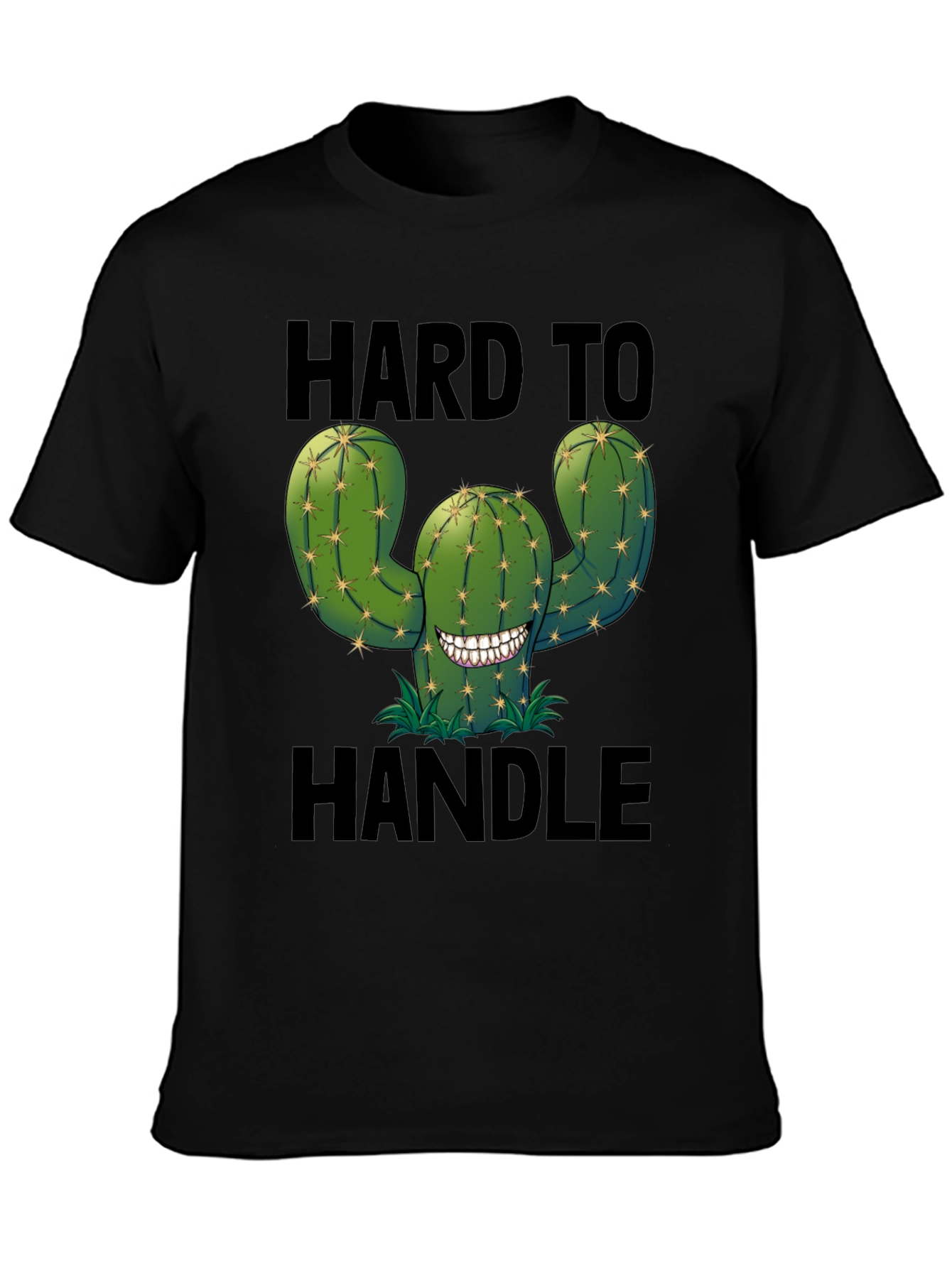 Black Hard to Handle Cactus T-Shirt - Funny Graphic Tee view 3