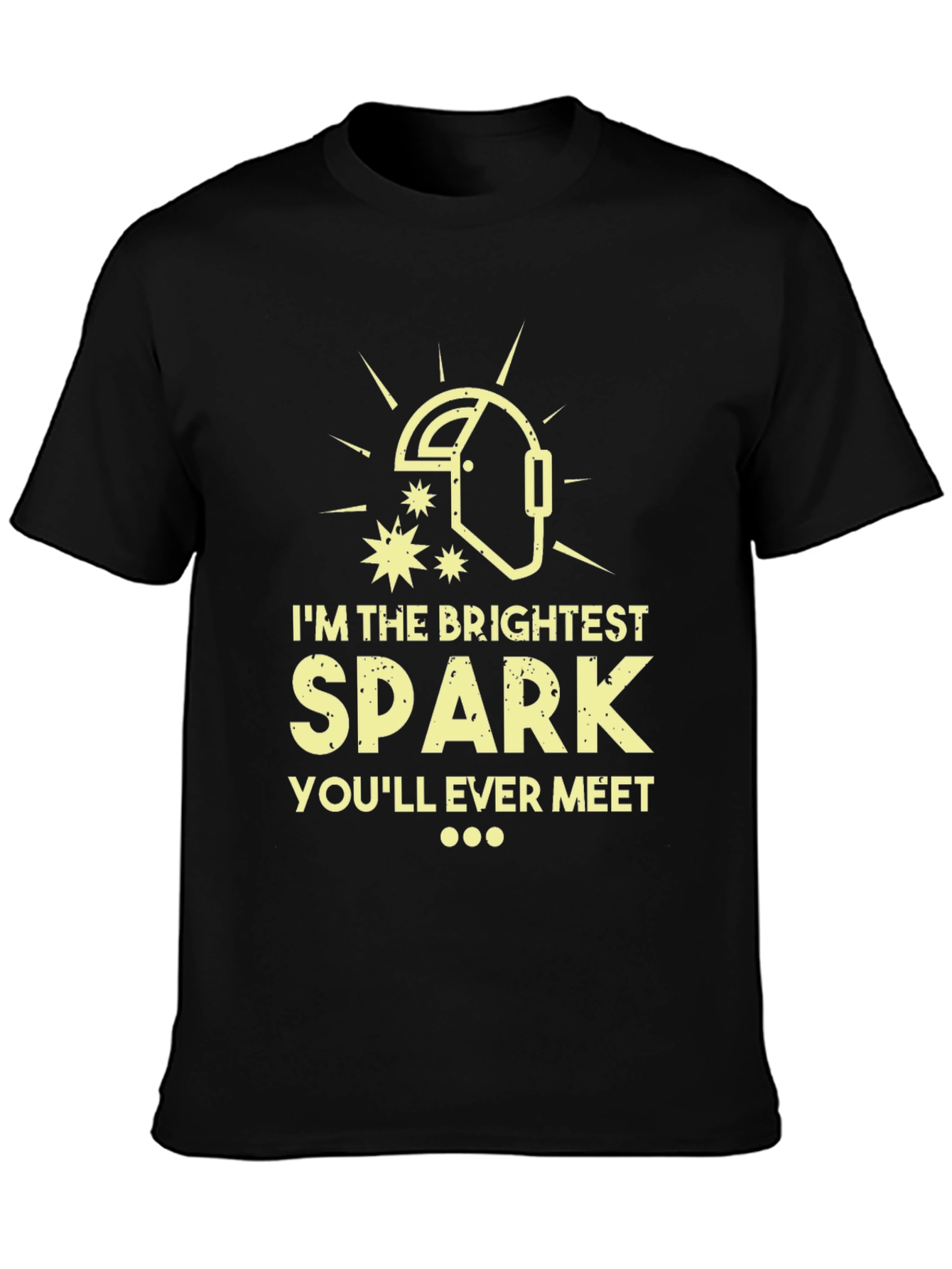 Black Brightest Spark Welder Humor T-Shirt view 3