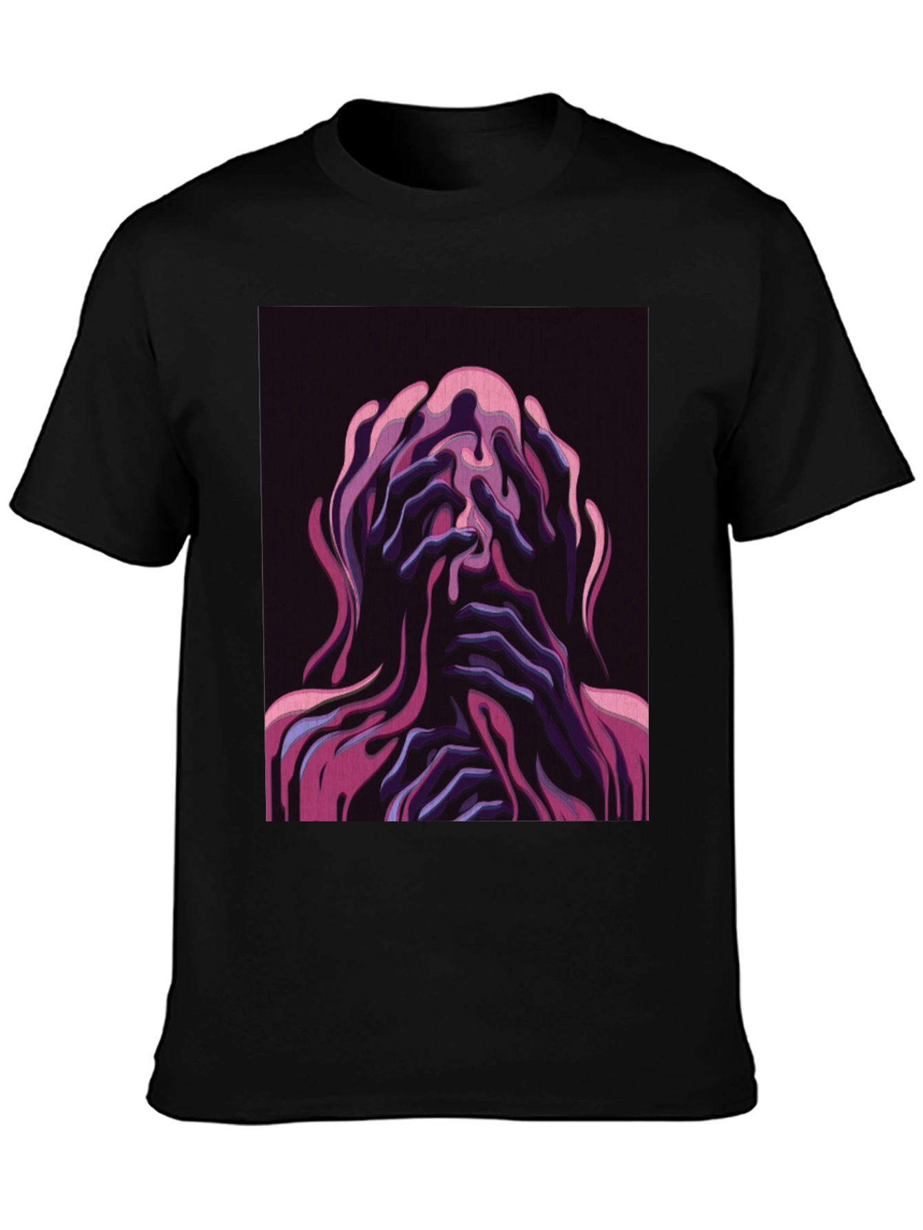 Black Distorted Psychedelic Graphic Tee - Stylish Unisex T-Shirt view 3