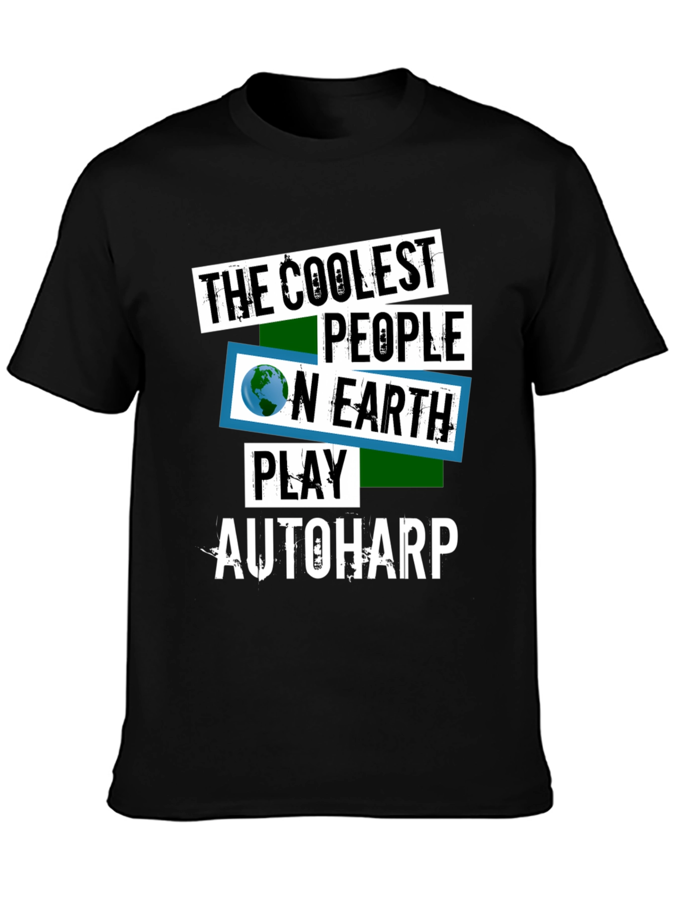 Black Coolest People Autoharp Player T-Shirt view 3