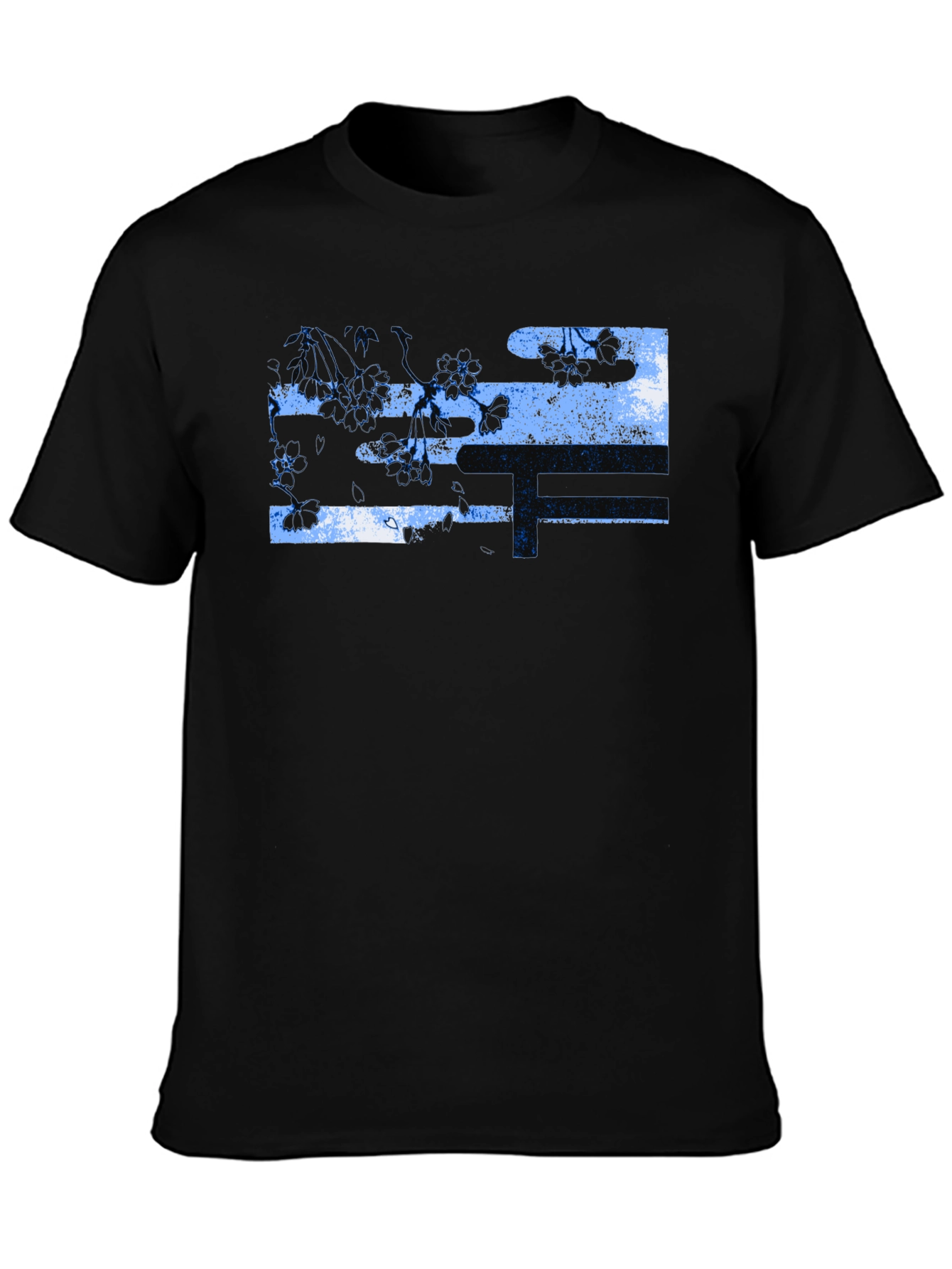 Black Black T-Shirt with Abstract Floral Design view 3