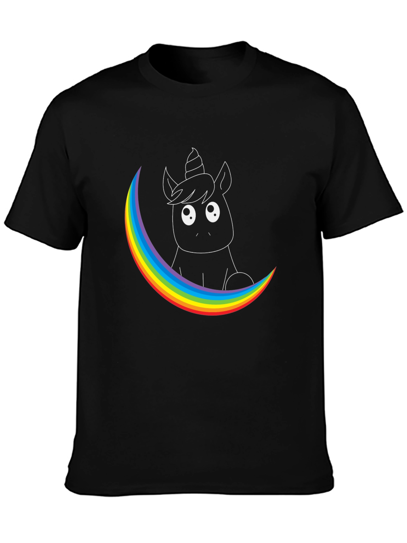 Black Unicorn Rainbow T-Shirt - Graphic Tee view 3