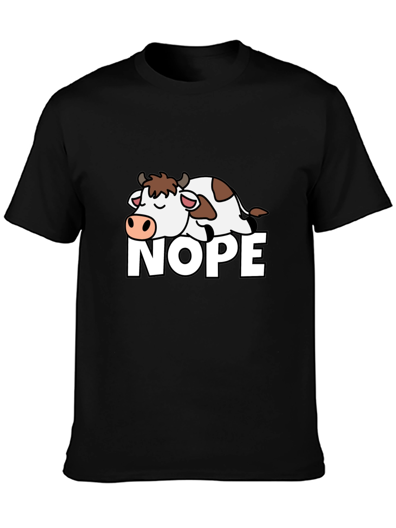 Black Nope Cow T-Shirt - Lazy Day Style view 3
