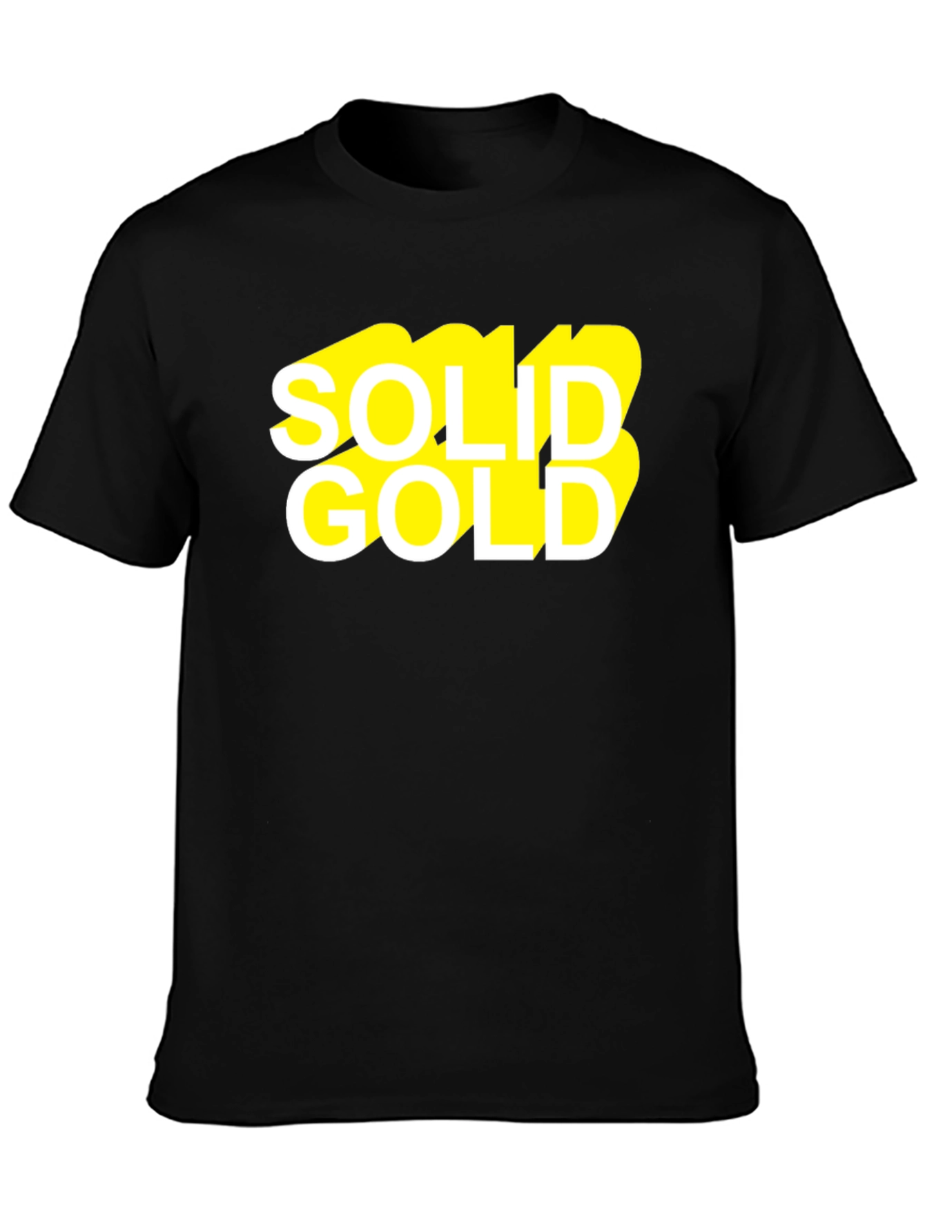 Black Solid Gold Graphic Black T-Shirt view 3
