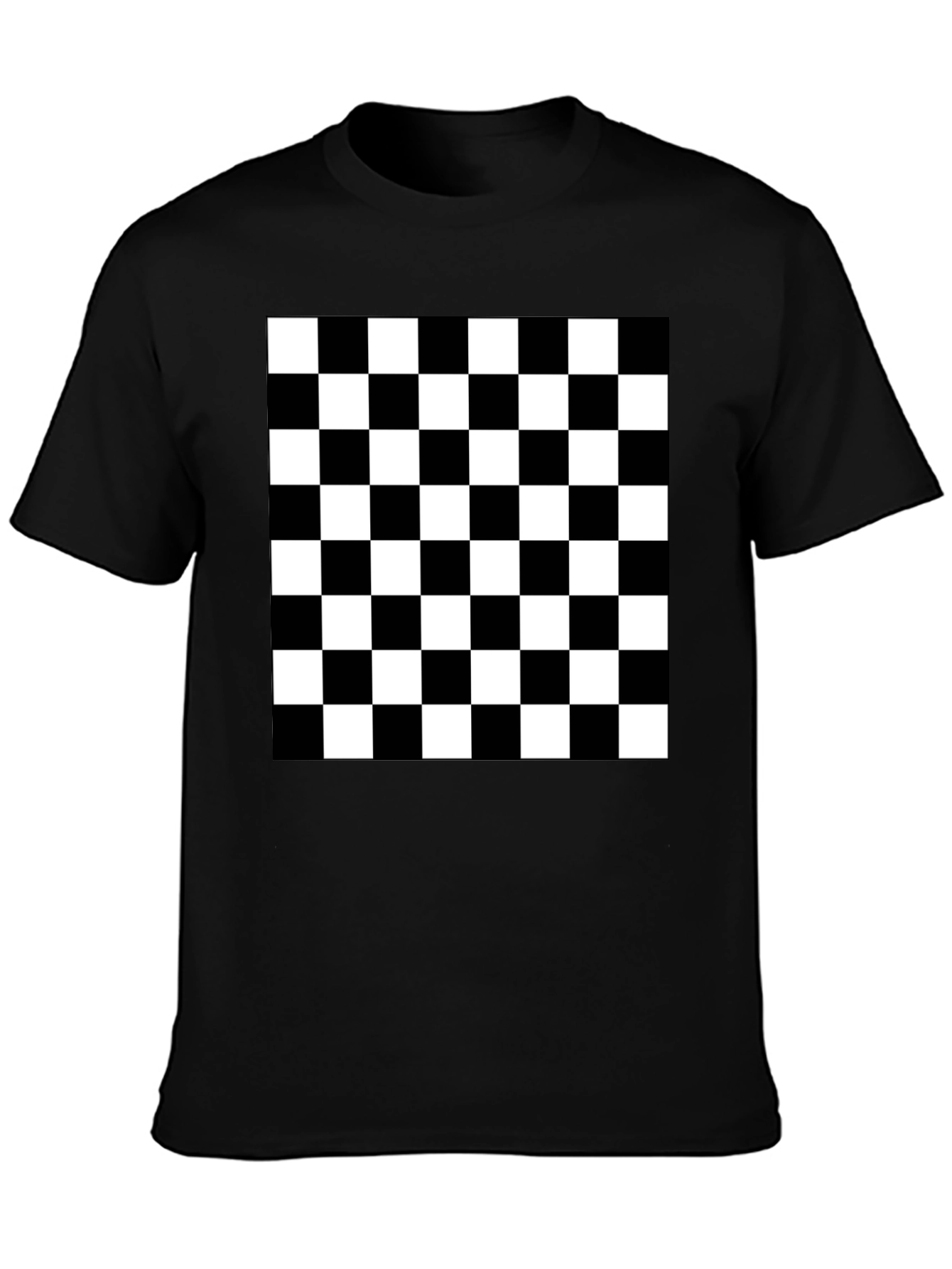 Black Checkered Pattern T-Shirt view 3