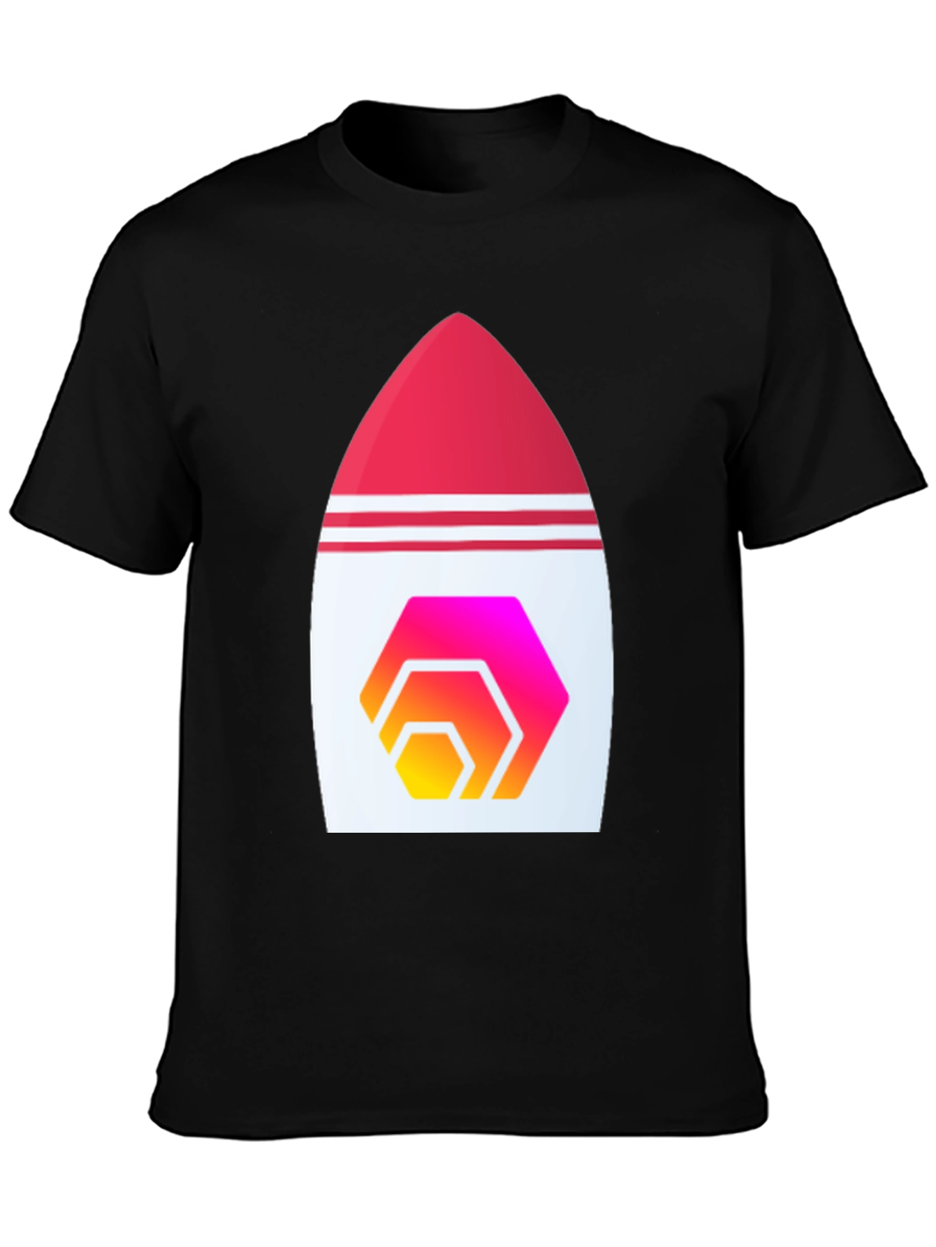 Black Hex Crypto Rocket T-Shirt - Black Cotton Blend view 3