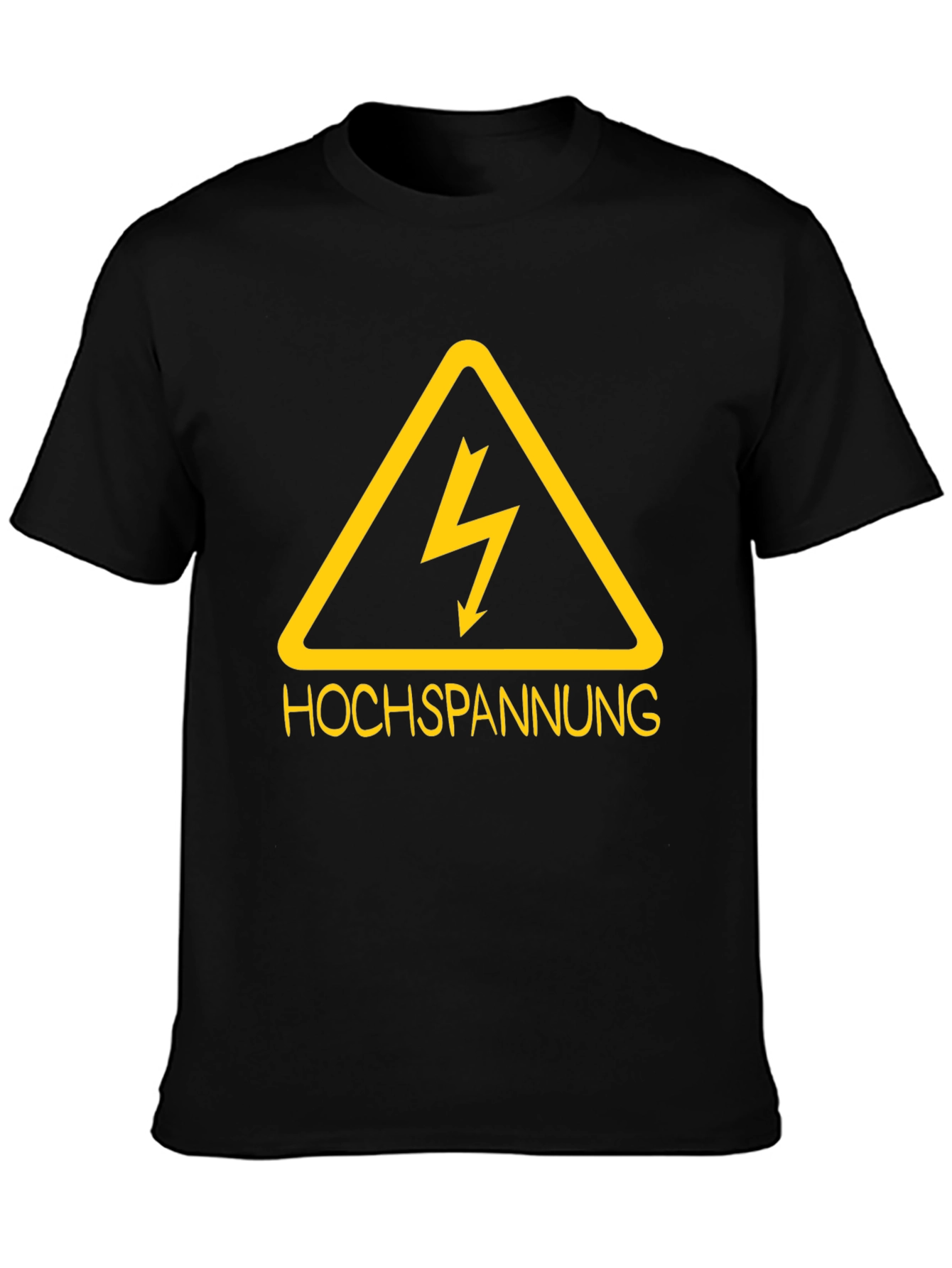 Black High Voltage Warning T-Shirt - Black Cotton Tee view 3