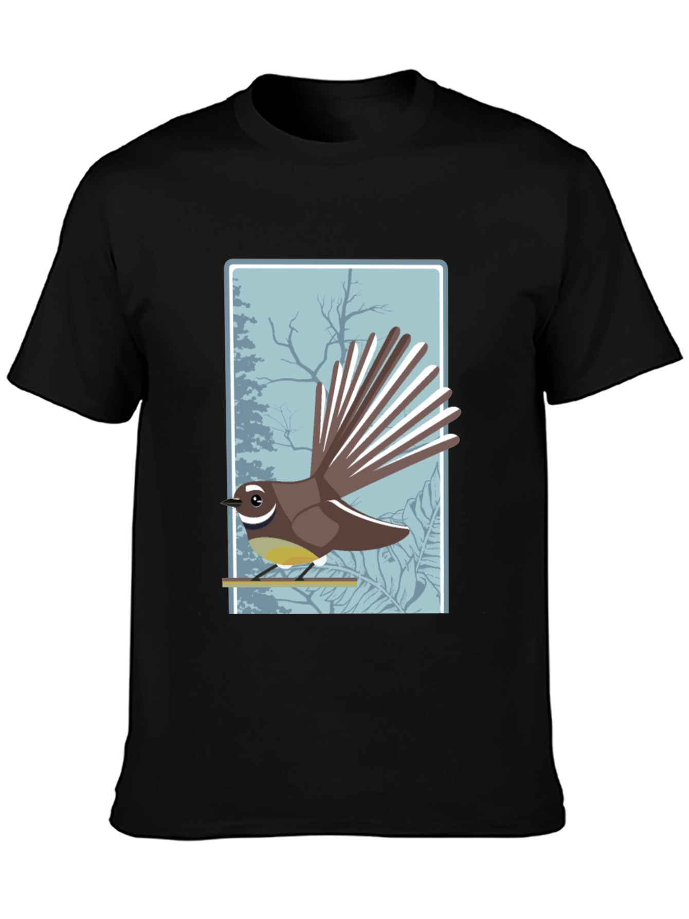 Black Fantail Bird Graphic Tee - Nature Lover Shirt view 3