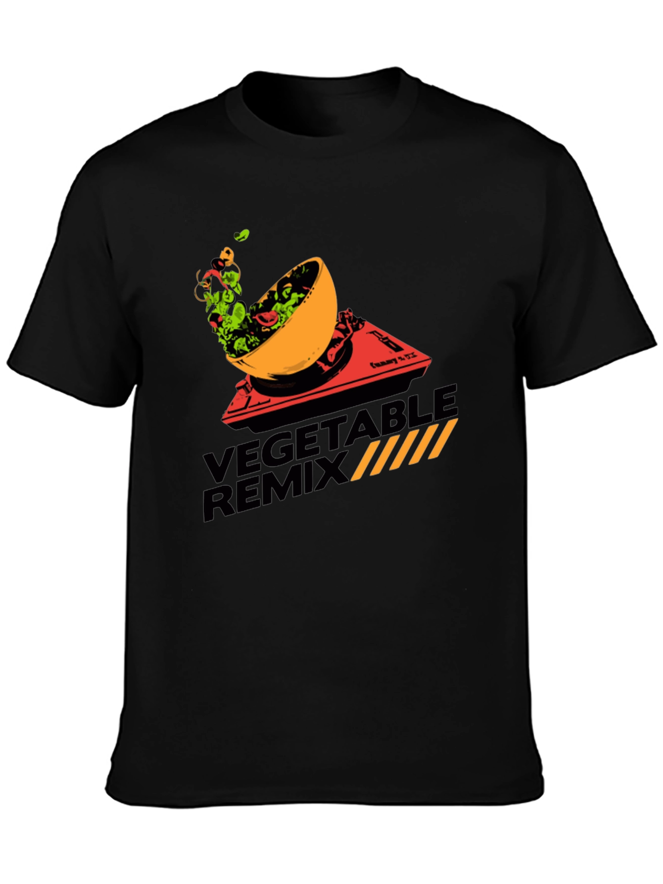 Black Vegetable Remix Graphic T-Shirt - Black Cotton Tee view 3