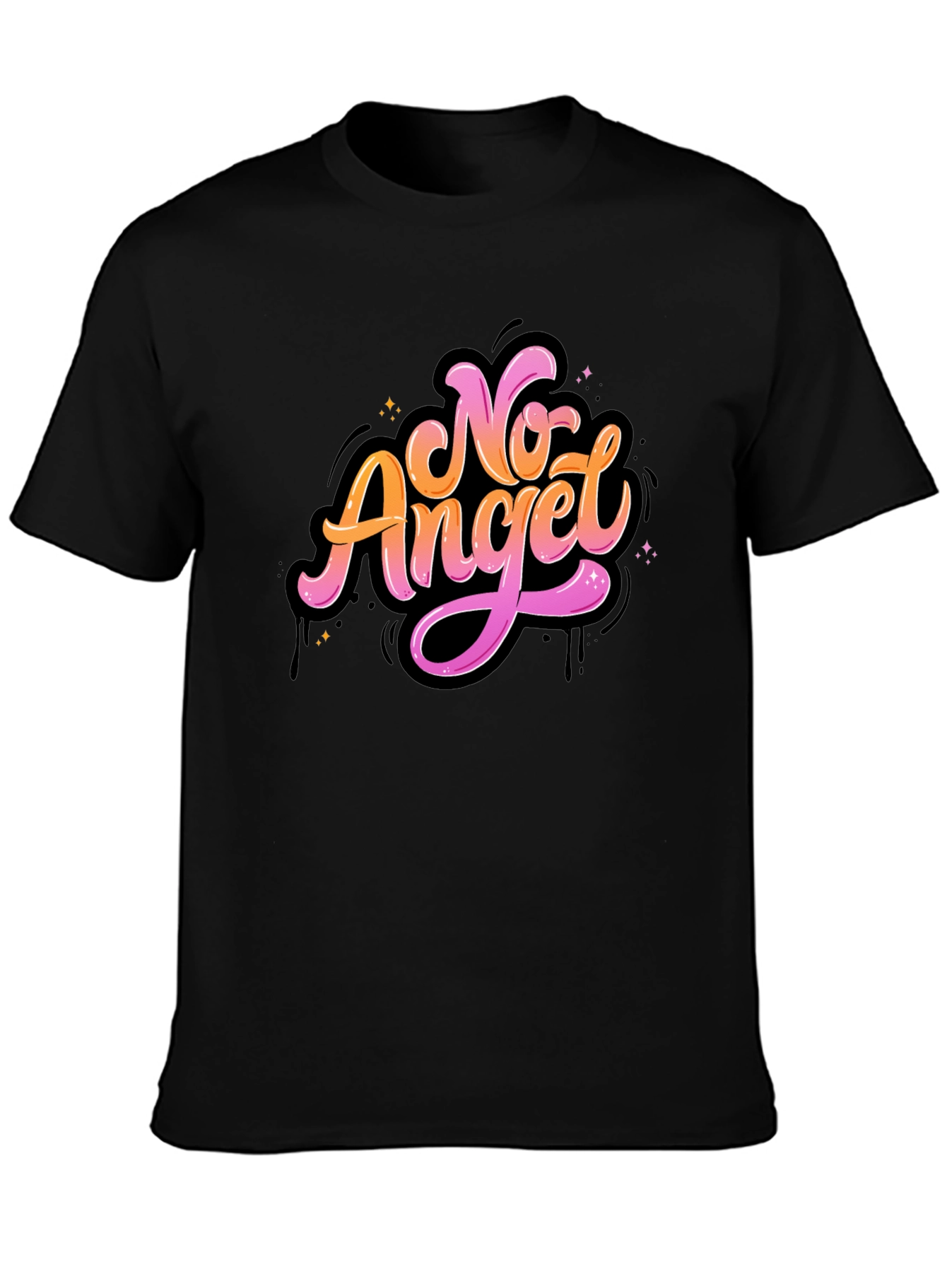 Black No Angel Graphic Tee - Stylish Black T-Shirt view 3