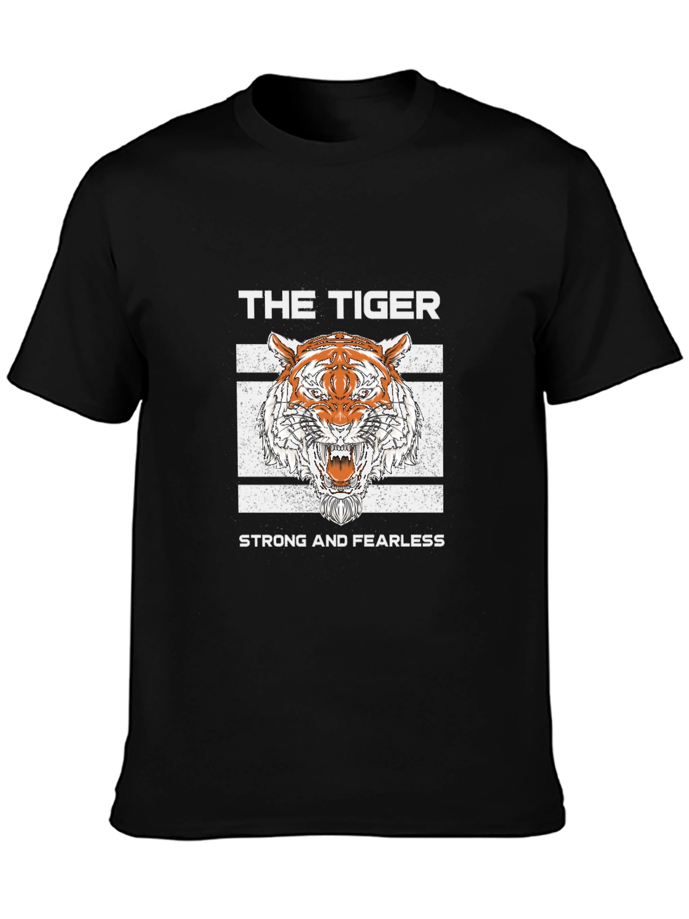 Black The Tiger T-Shirt - Strong and Fearless Graphic Tee view 3