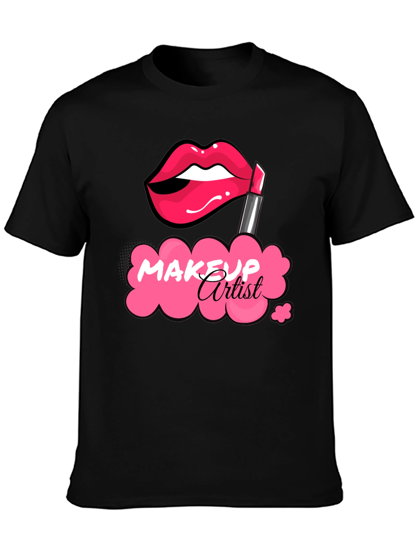 Black Makeup Artist T-Shirt - Lipstick Graphic Tee view 3