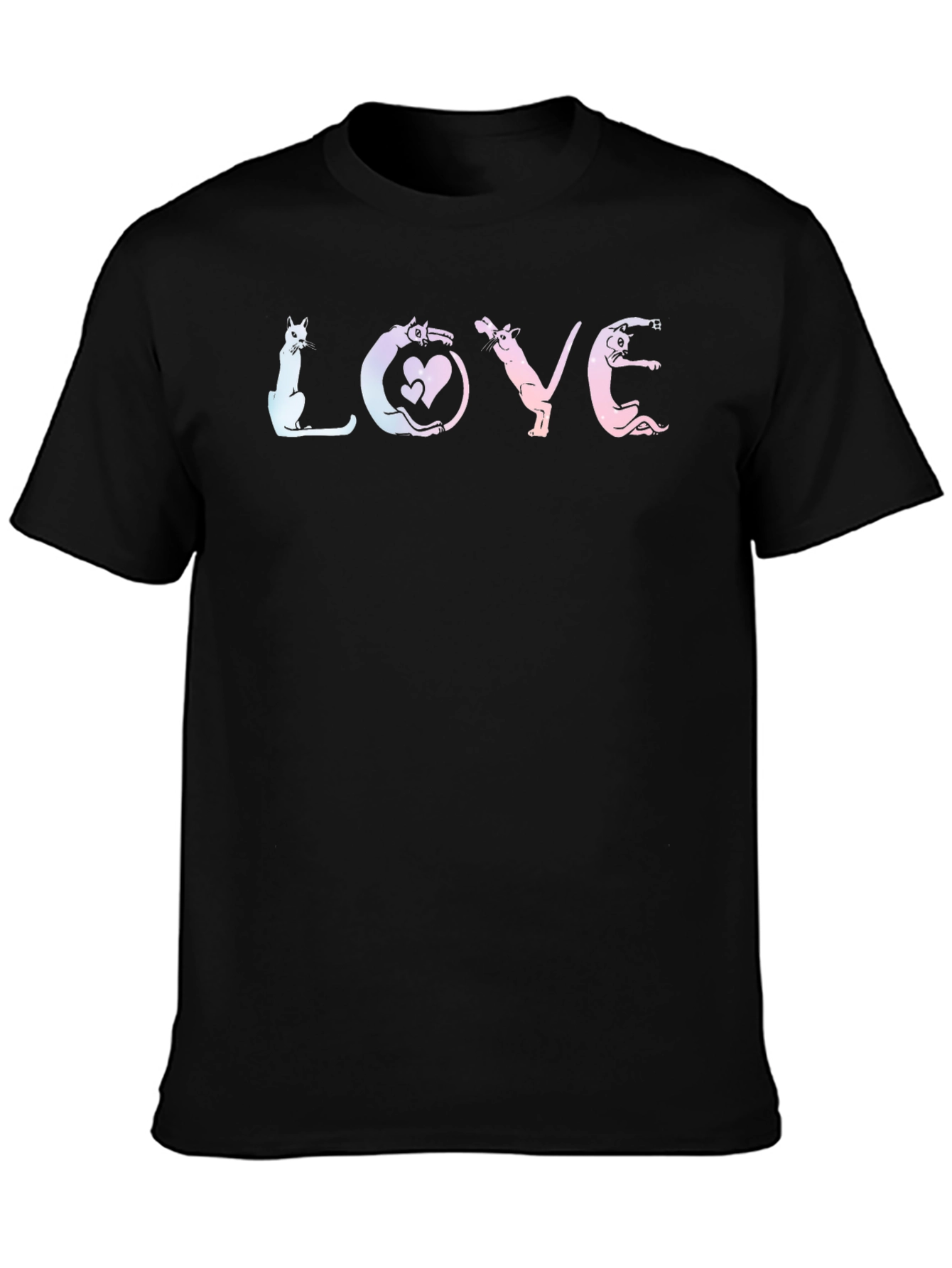 Black Cat LOVE Graphic Tee - Unisex Cotton T-Shirt view 3