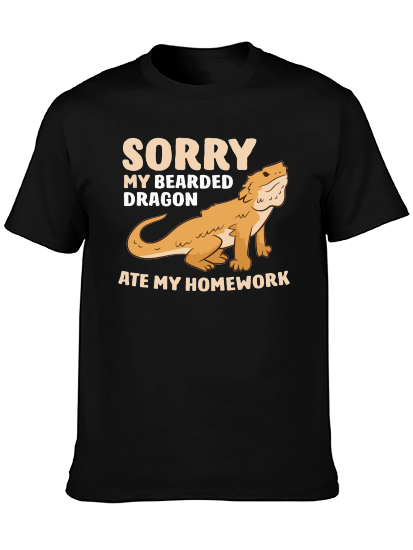 Black Bearded Dragon Ate My Homework Black T-Shirt view 3
