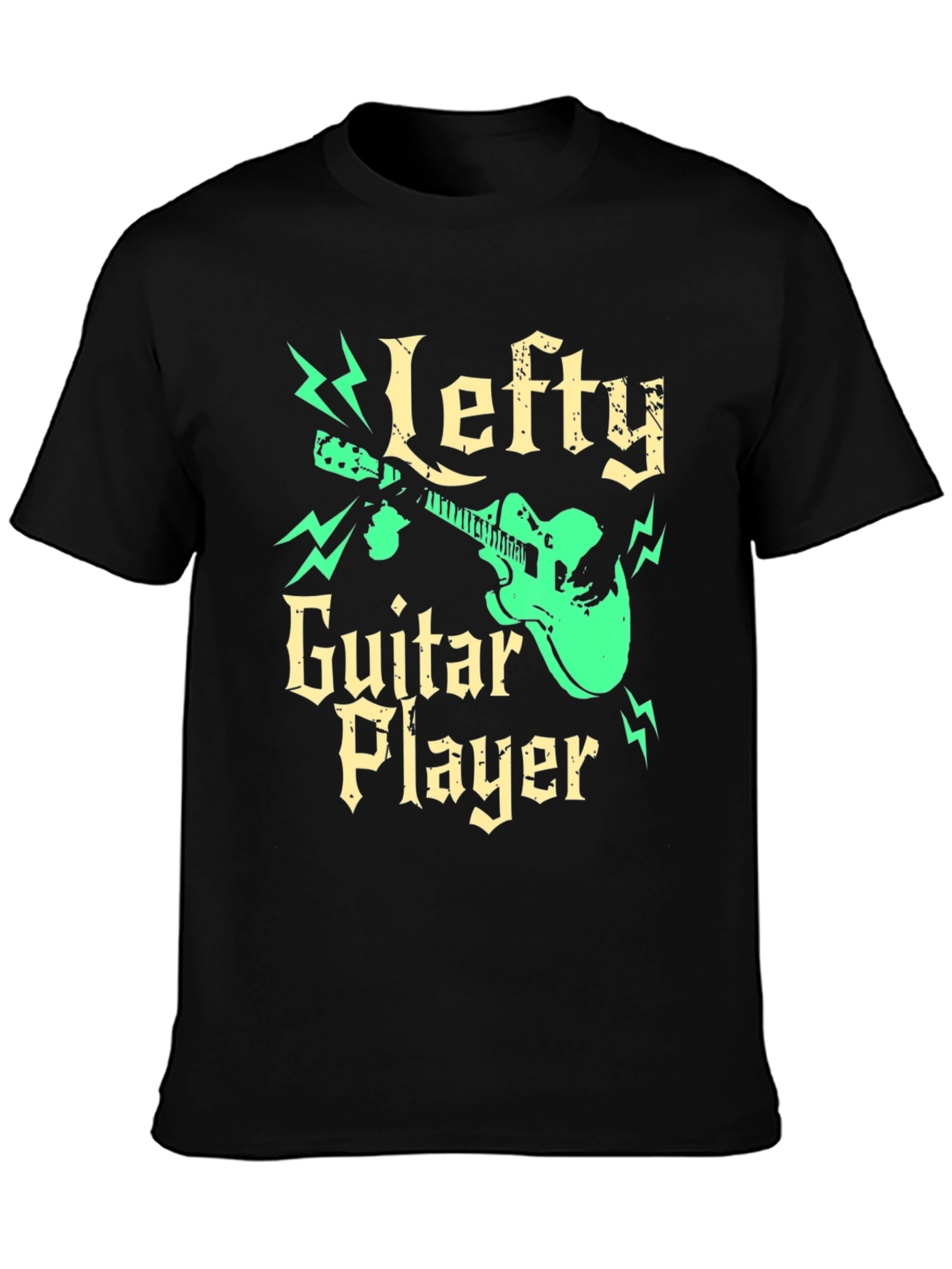 Black Lefty Guitar Player Black Graphic Tee view 3