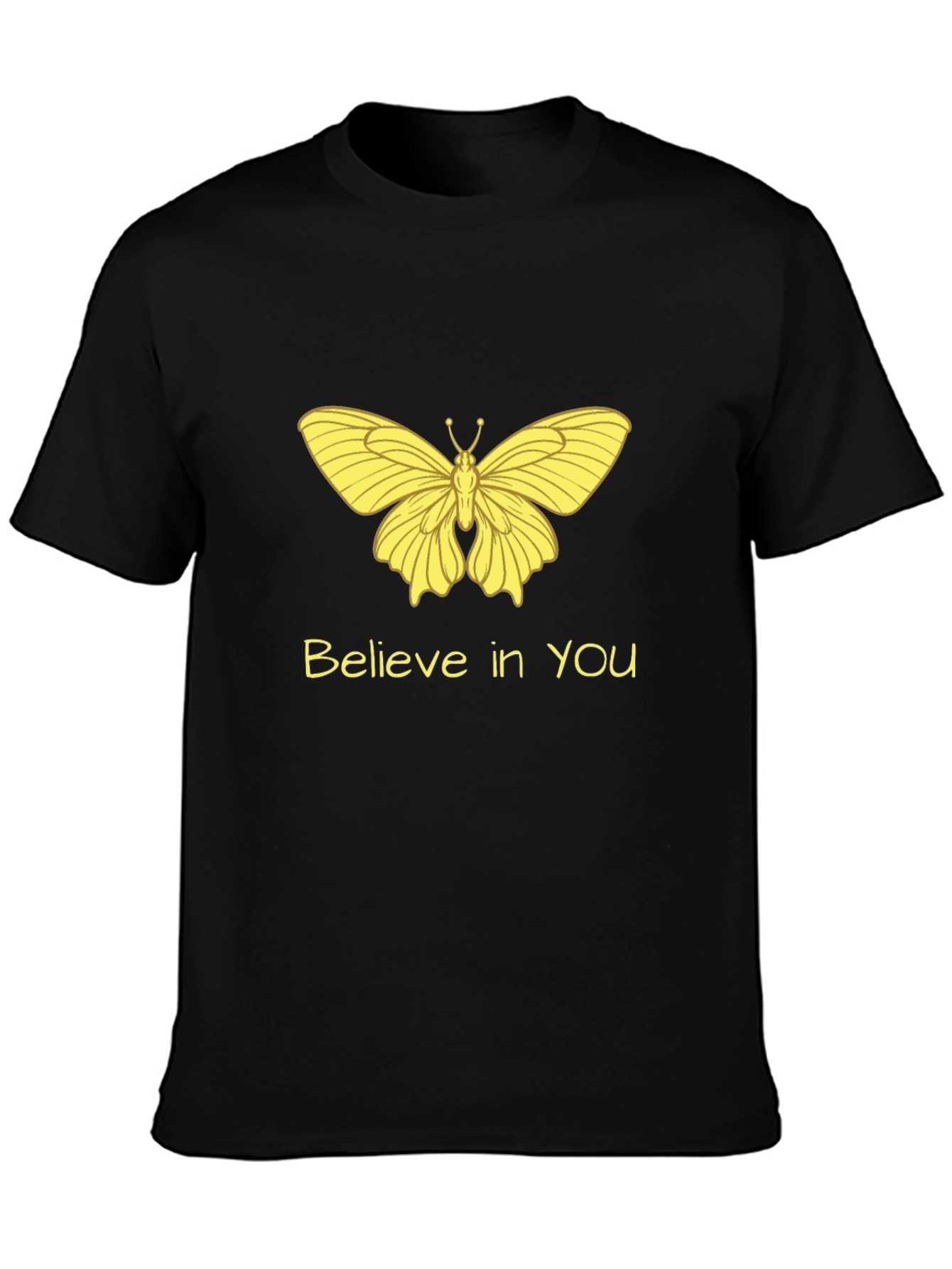 Black Believe Butterfly T-Shirt - Stylish and Motivational view 3