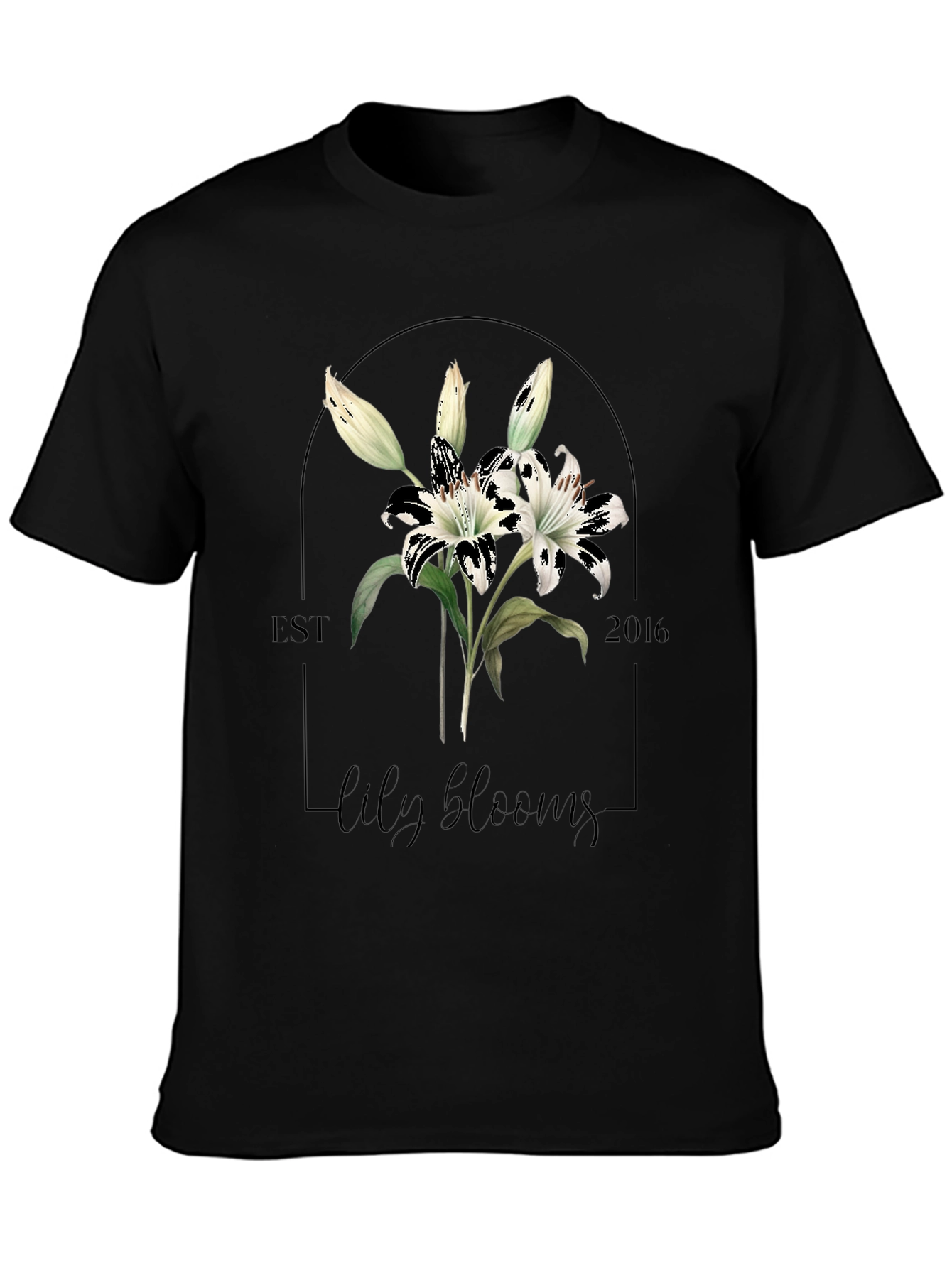 Black Lily Blooms Graphic Tee - Black view 3