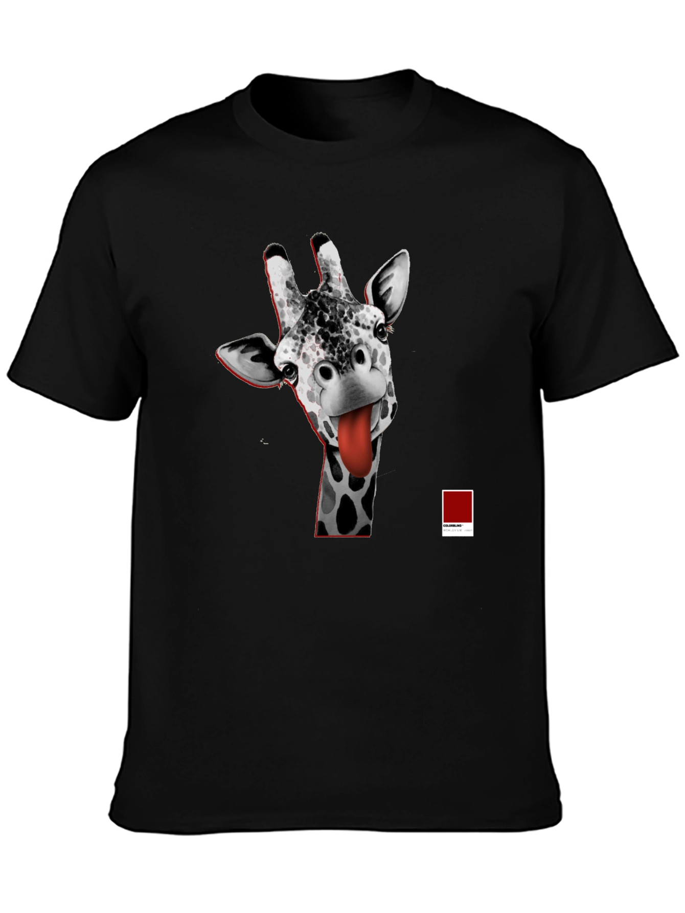 Black Giraffe Tongue T-Shirt - Funny Graphic Tee view 3