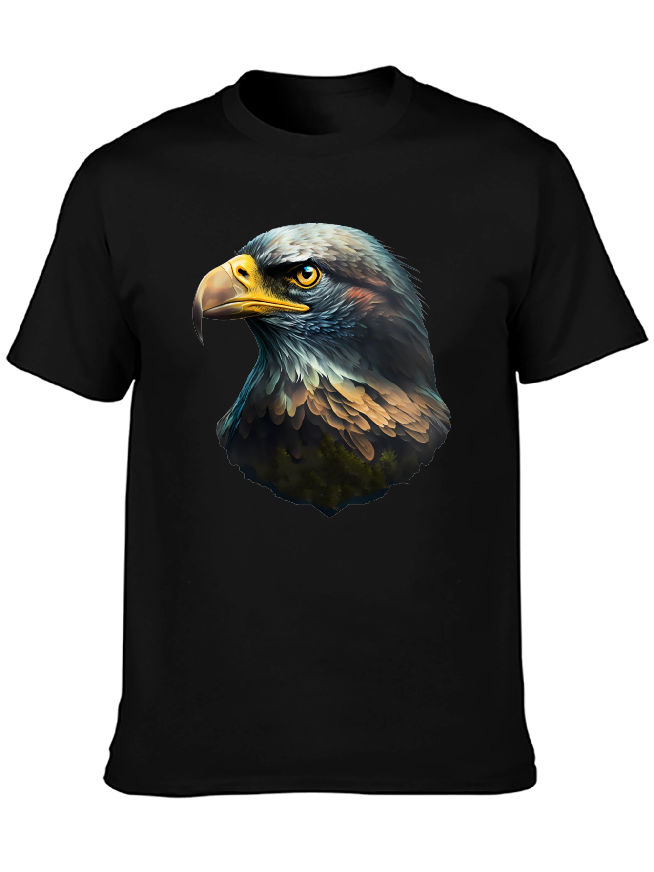 Black Eagle Head Graphic Black T-Shirt view 3