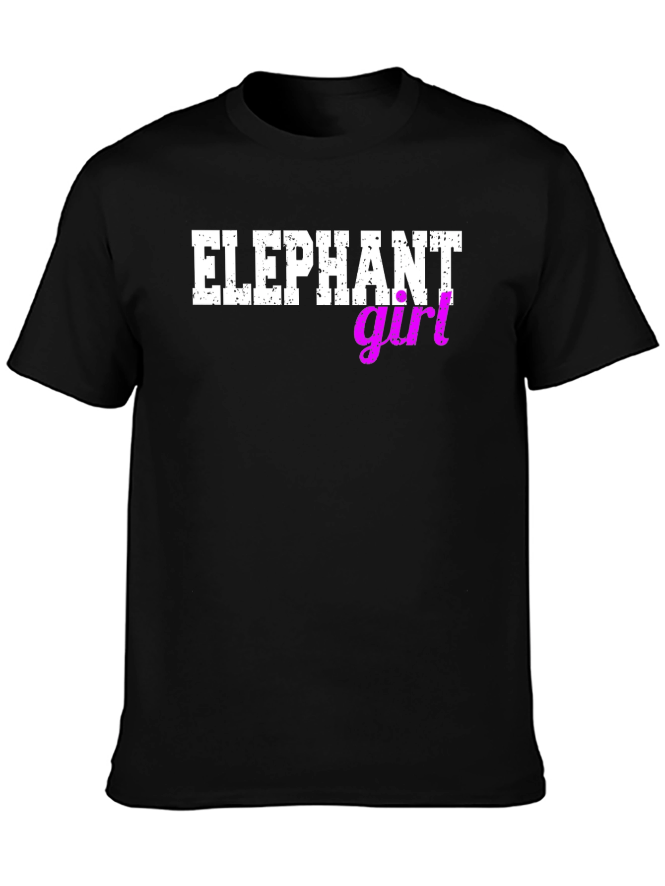 Black Elephant Girl Graphic Tee - Novelty Print Black T-Shirt view 3