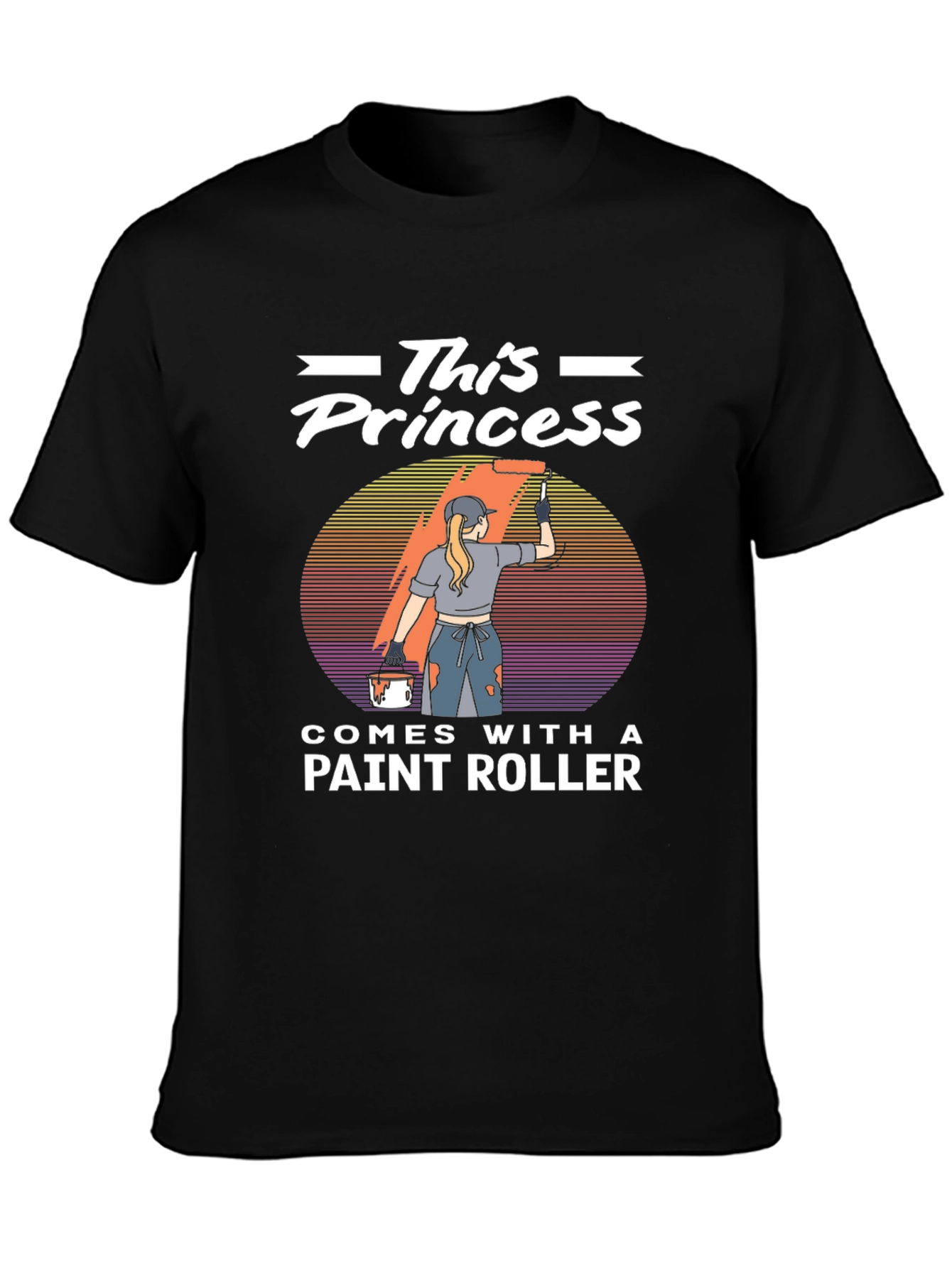 Black This Princess Comes With A Paint Roller T-Shirt view 3