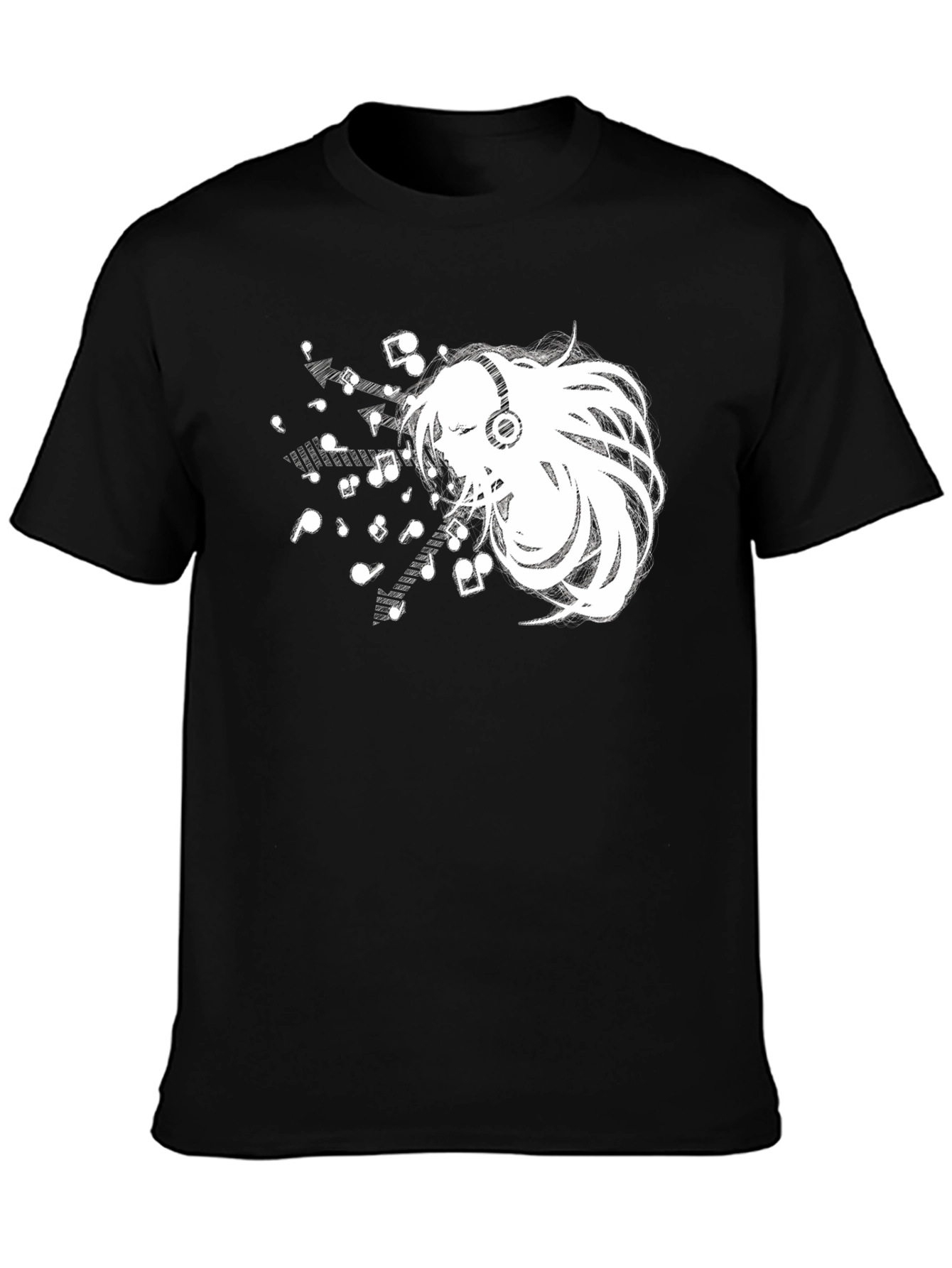 Black Anime Music Lover Black T-Shirt view 3