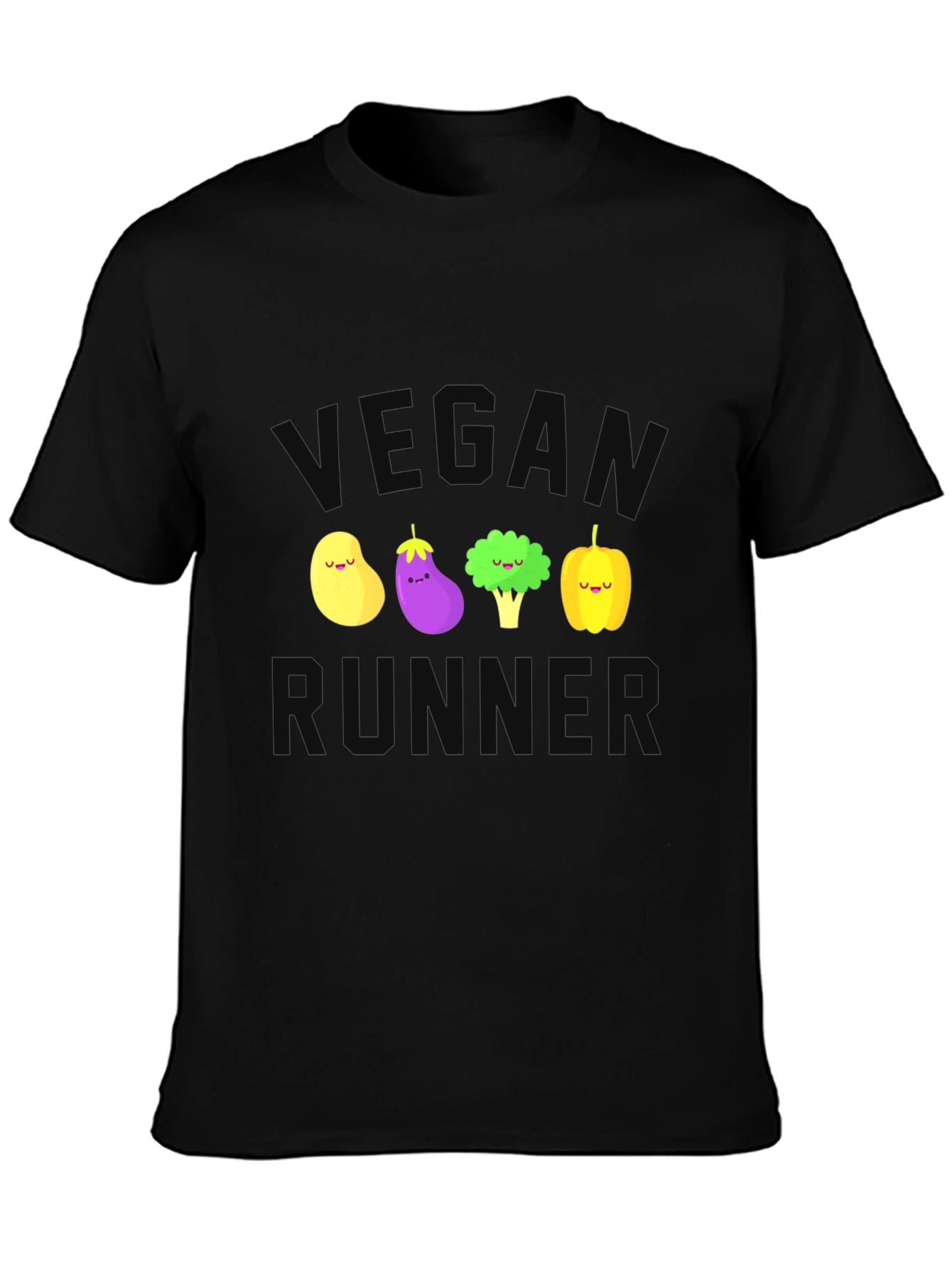 Black Vegan Runner T-Shirt - Cute Vegetable Design view 3