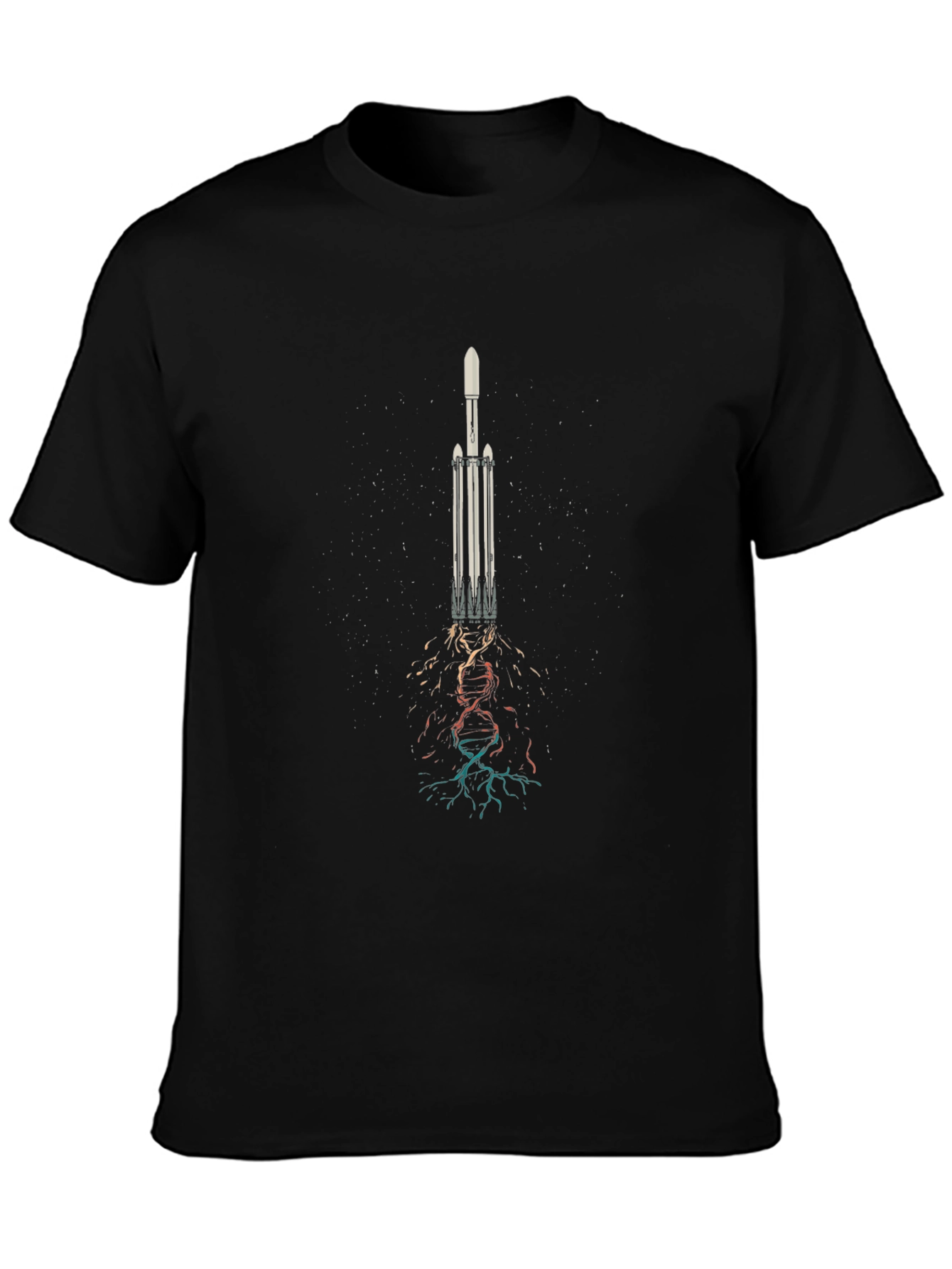 Black Rocket Launch Graphic Tee - Soft Black Cotton T-Shirt view 3