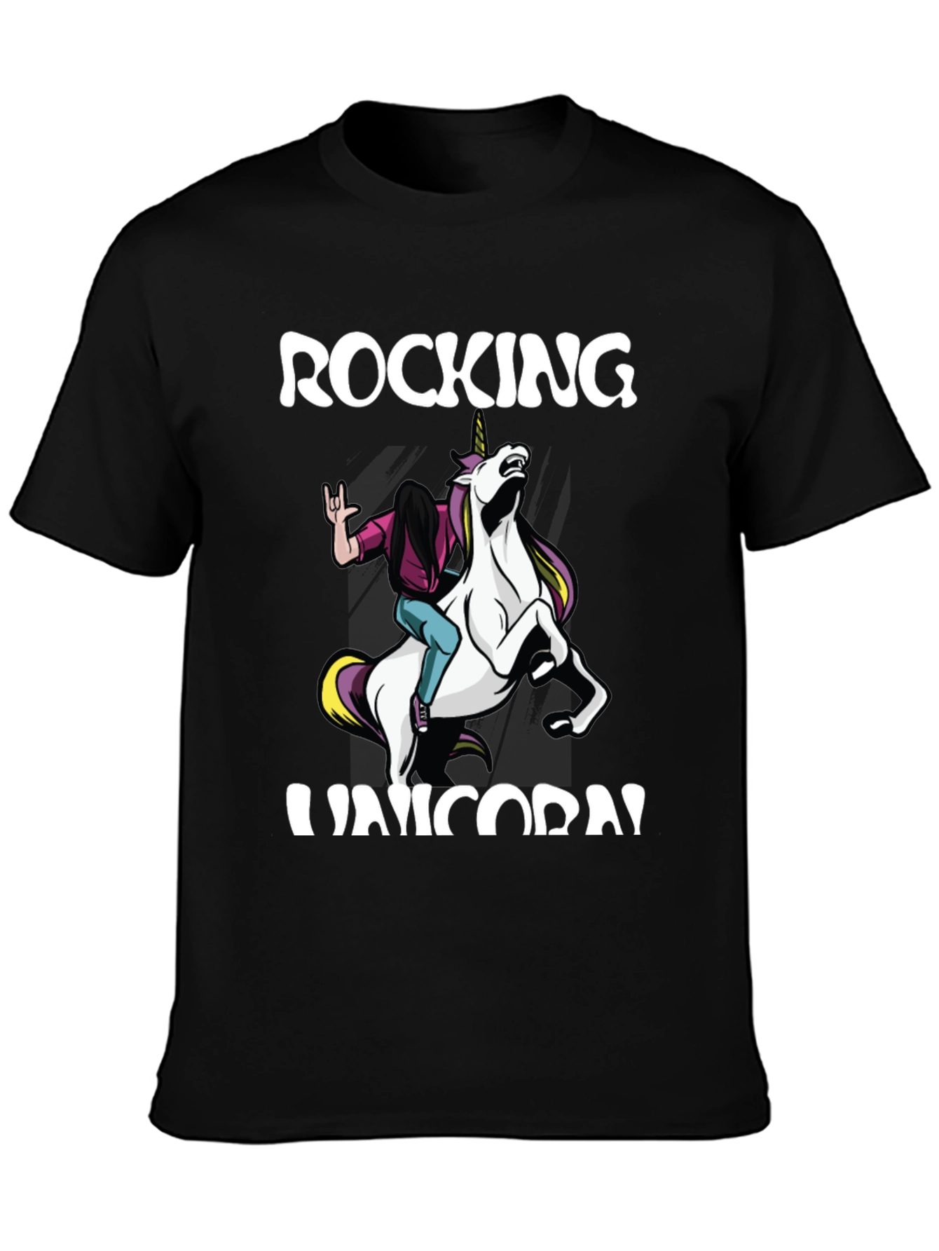 Black Rocking Unicorn Graphic Tee view 3