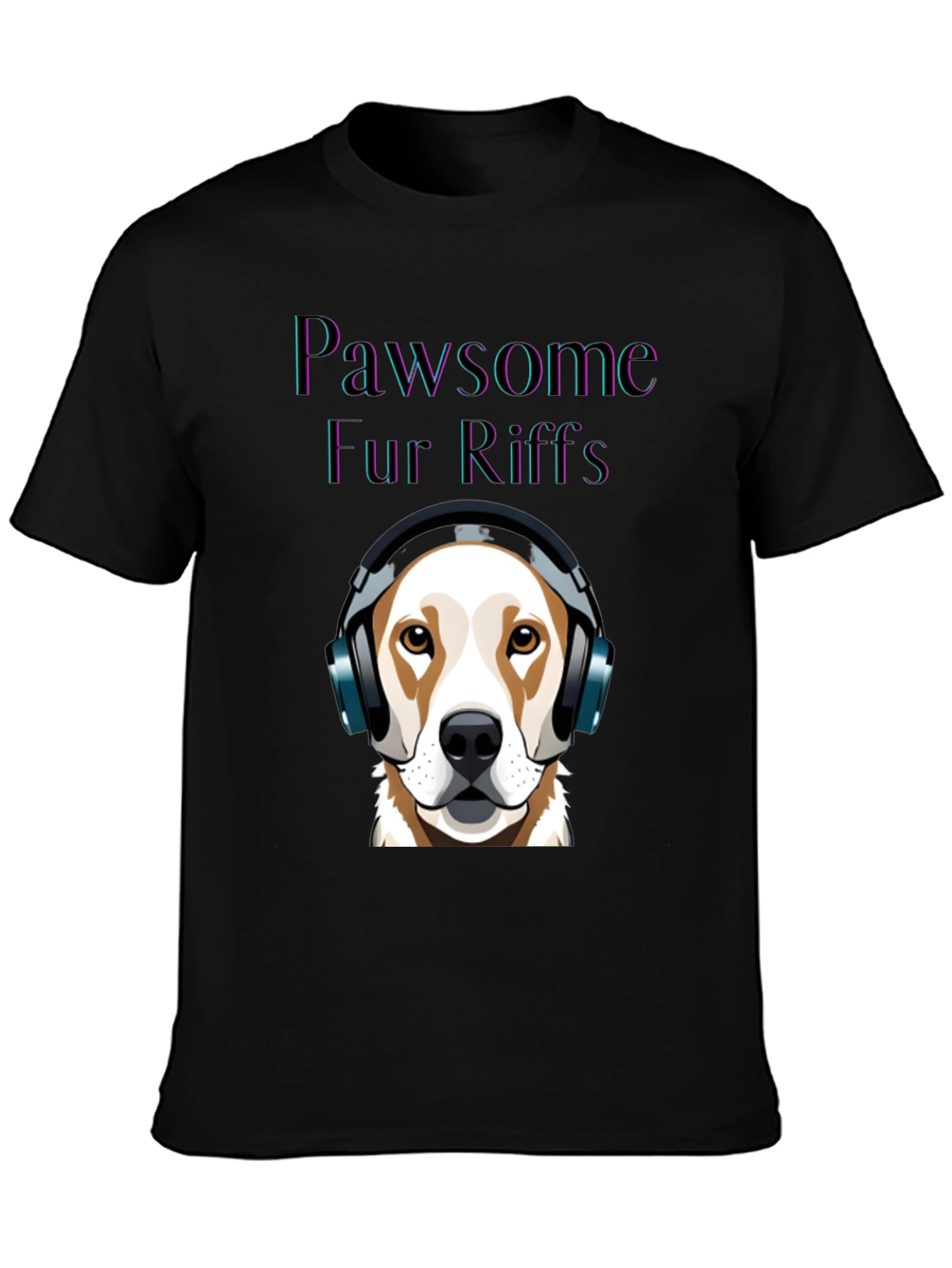 Black Pawsome Fur Riffs T-Shirt: Dog Lover's Music Tee view 3