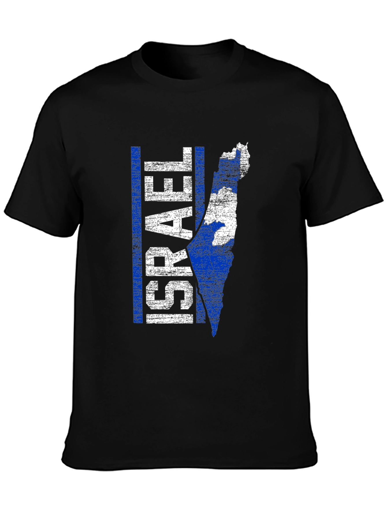 Israel Map Graphic T-Shirt - Blue & White Print - 3