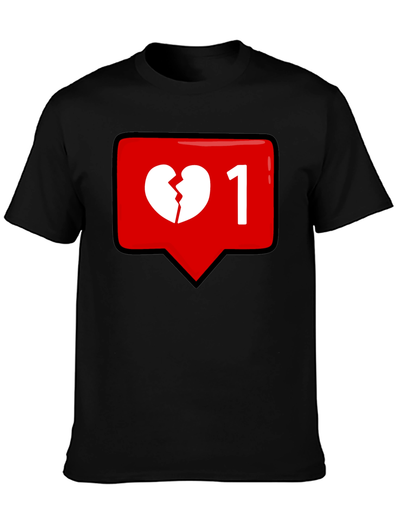 Black Broken Heart Single Like Black T-Shirt view 3