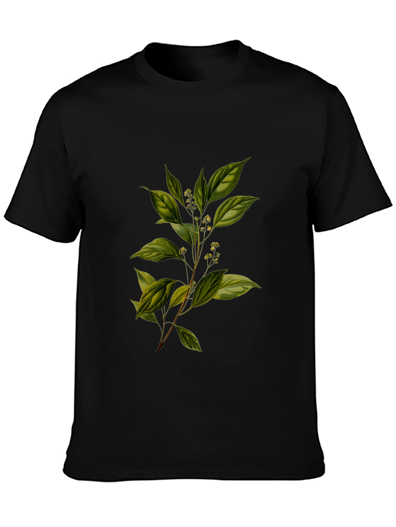 Black Botanical Print Black T-Shirt view 3